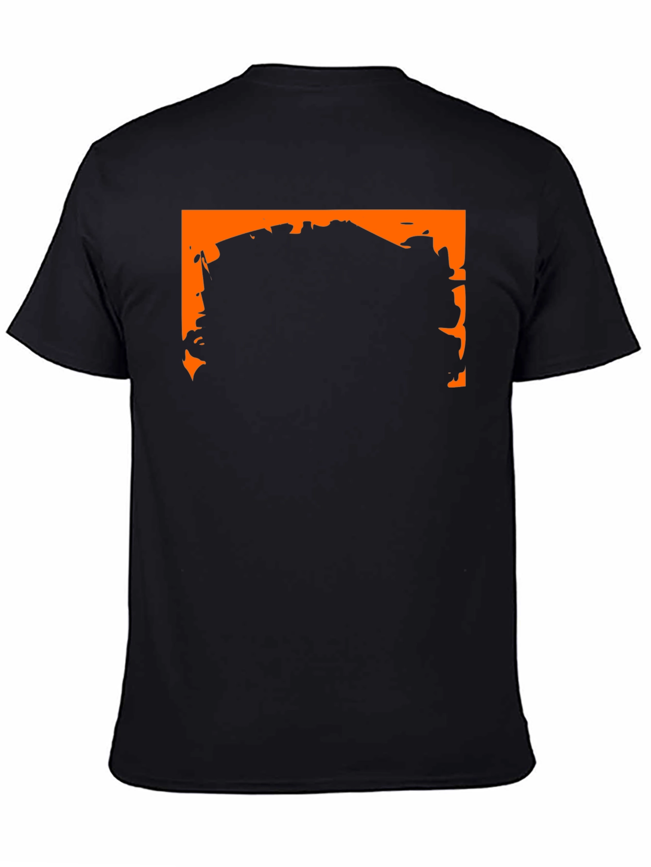 Black Graphic Tee with Orange Border