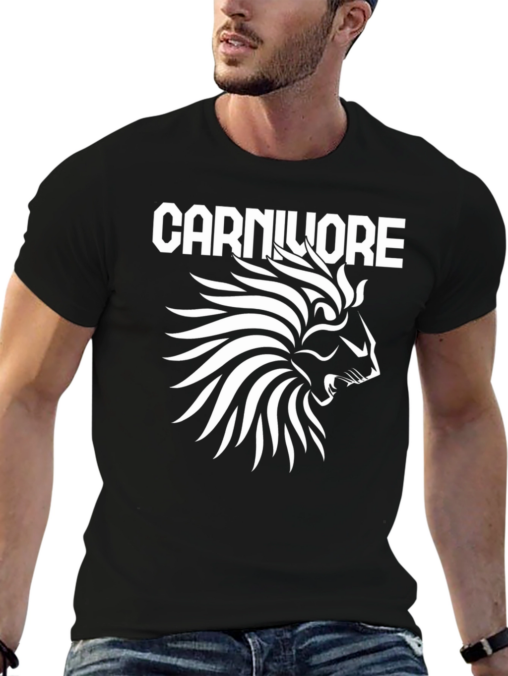 Carnivore Lion Graphic T-Shirt - Black