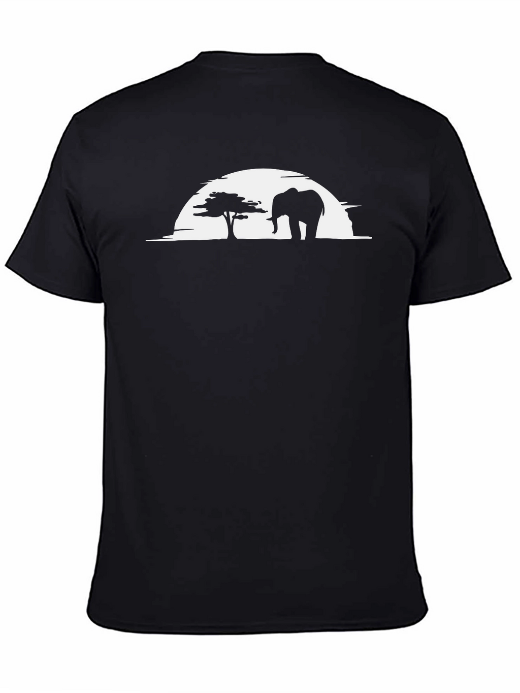 Elephant Silhouette Graphic Tee - Black