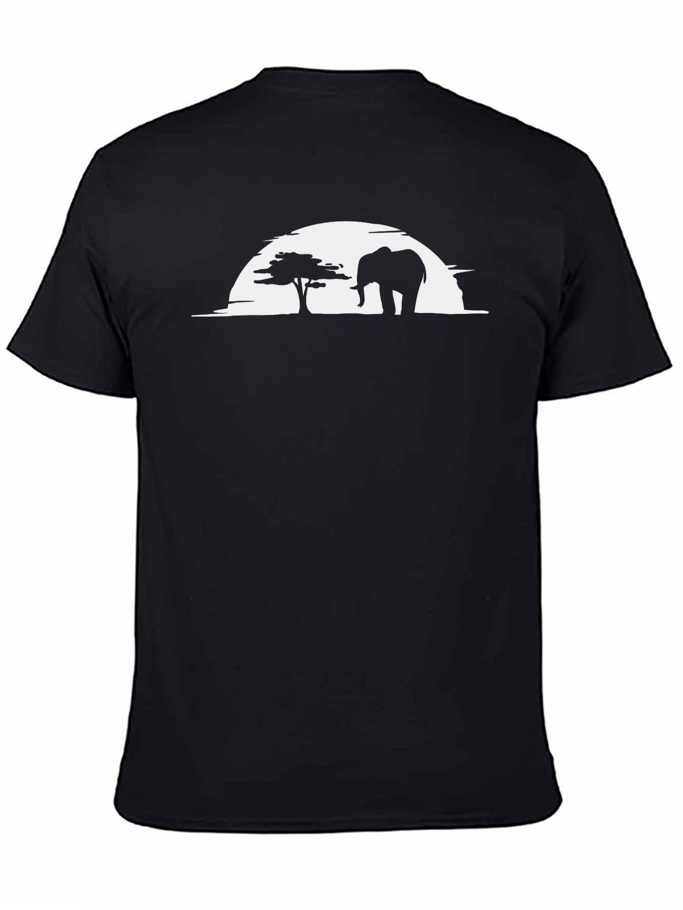 Elephant Silhouette Graphic Tee - Black