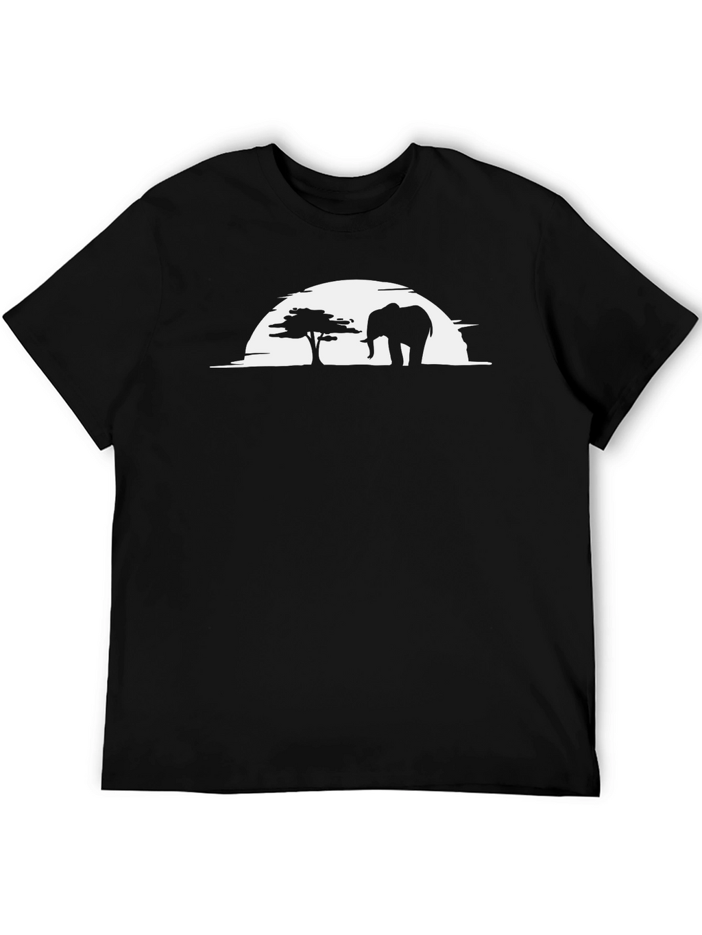 Elephant Silhouette Graphic Tee - Black