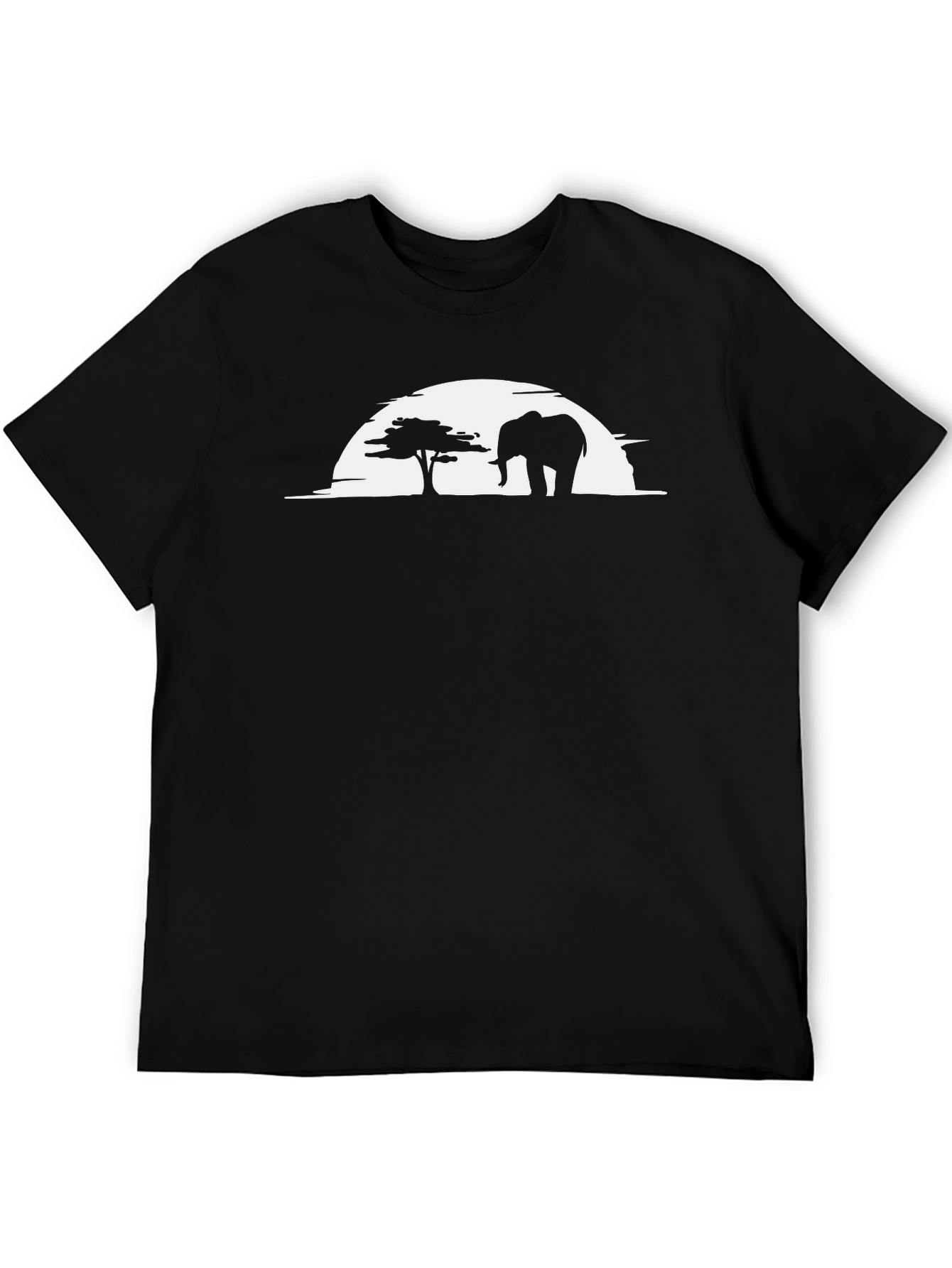 Elephant Silhouette Graphic Tee - Black