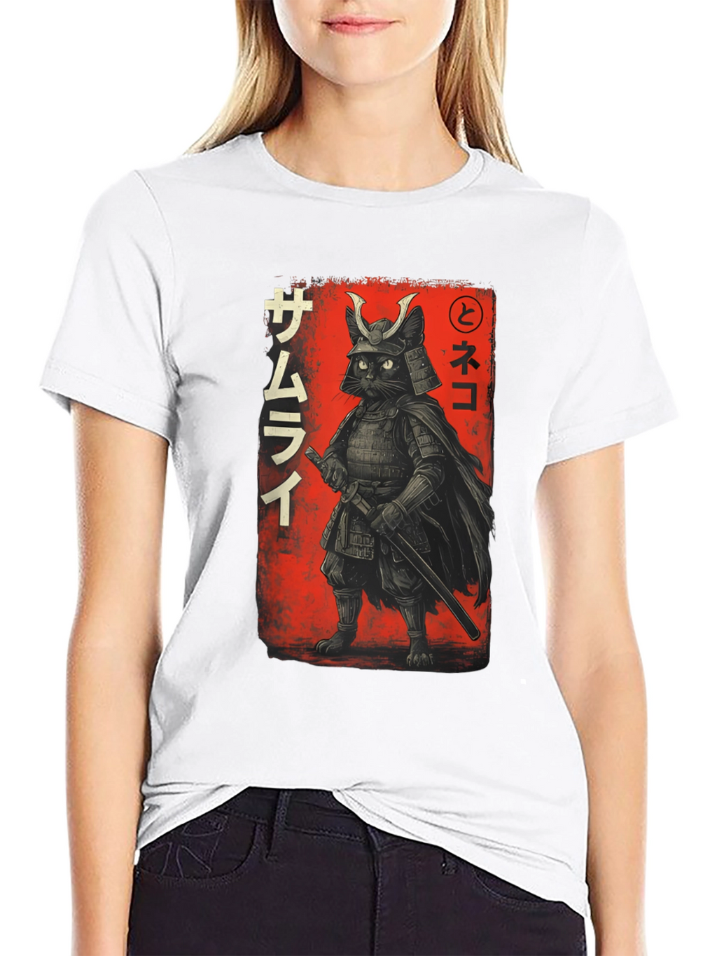 Samurai Cat T-Shirt - Warrior Feline Graphic Tee