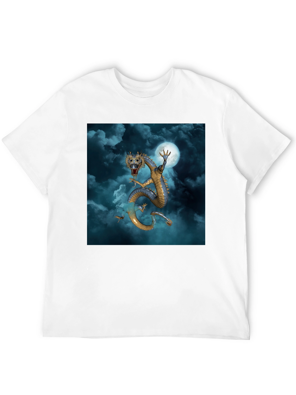 Dragon & Moon Graphic Tee - Premium Black Cotton