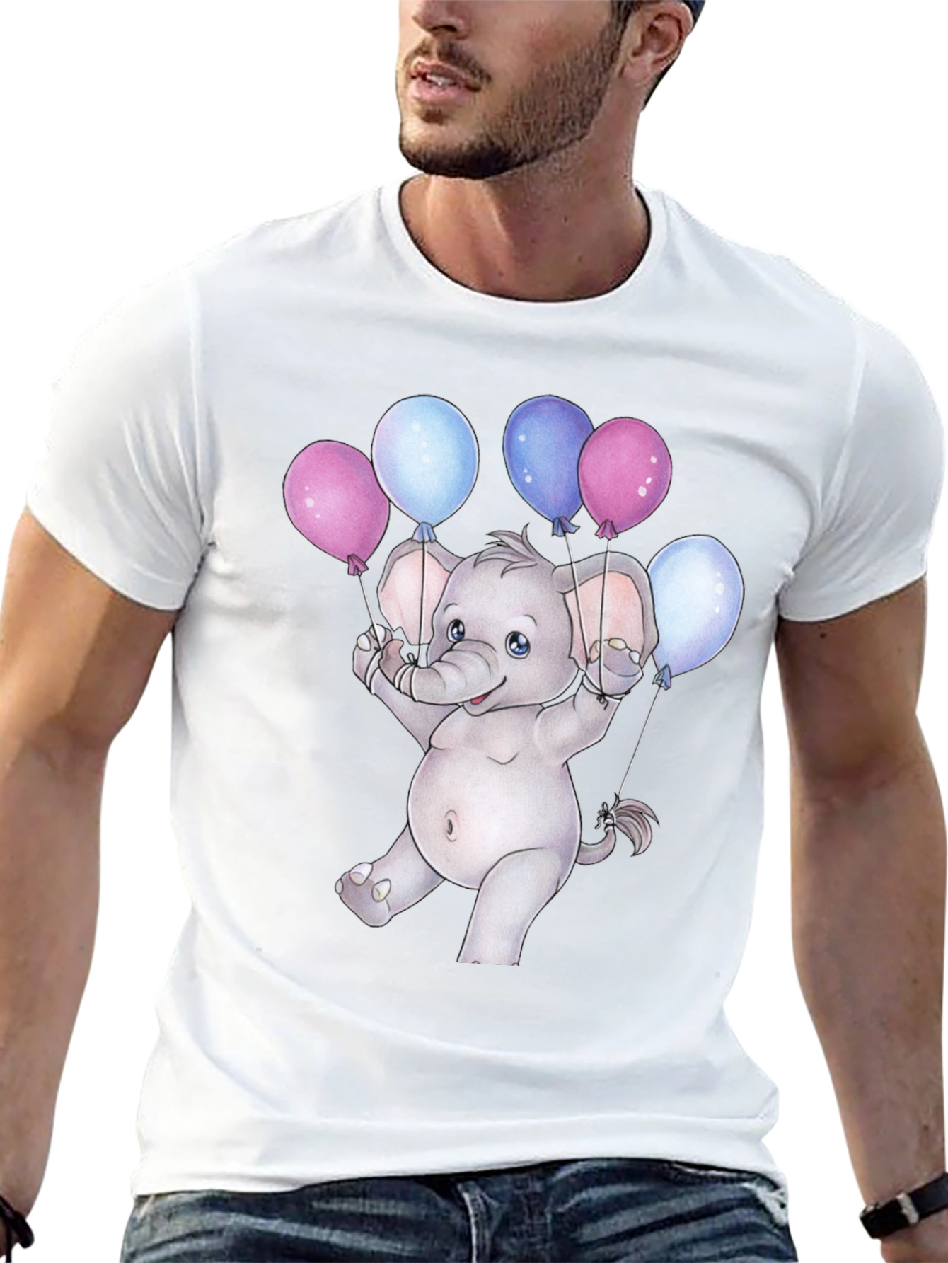 Cute Elephant with Balloons Graphic Tee