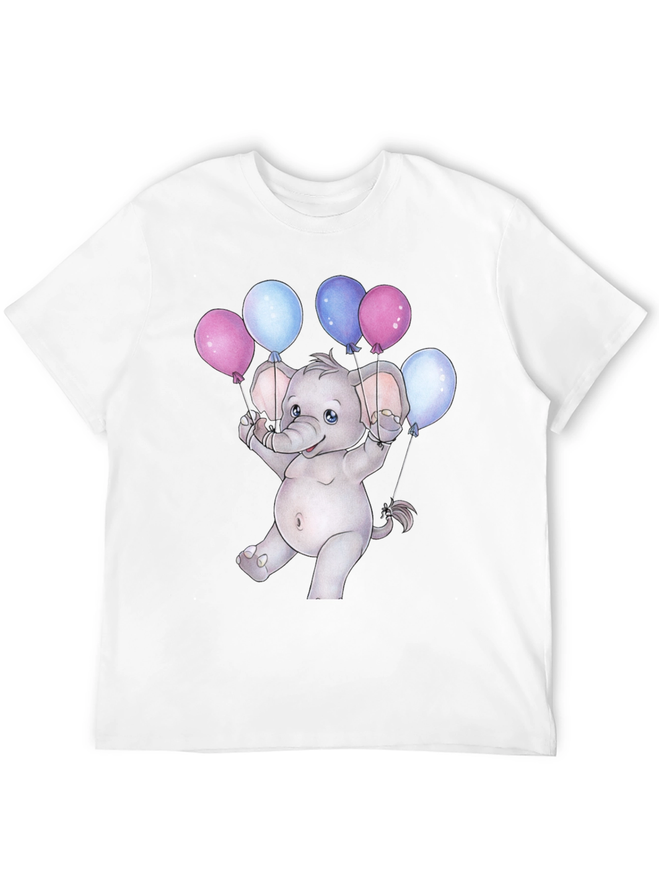 Cute Elephant with Balloons Graphic Tee
