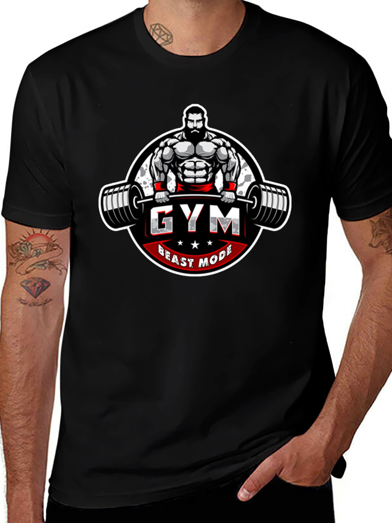 Gym Beast Mode Graphic Tee - Black