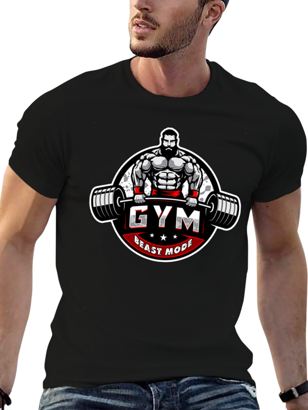 Gym Beast Mode Graphic Tee - Black