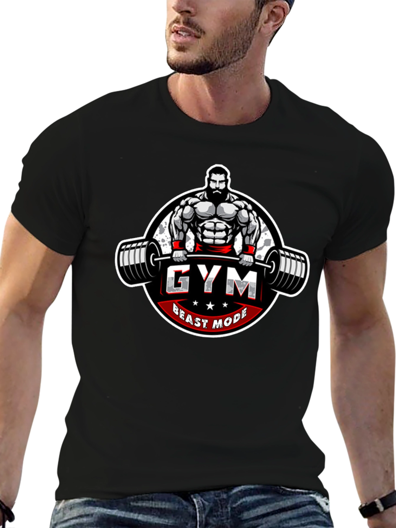 Gym Beast Mode Graphic Tee - Black
