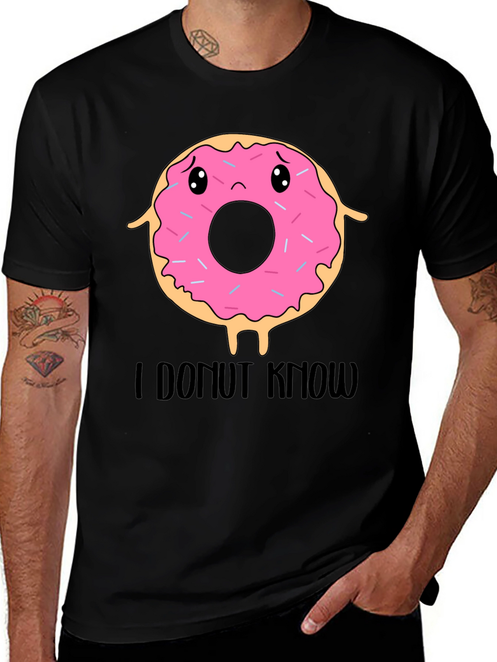 Funny I Donut Know T-Shirt - Black
