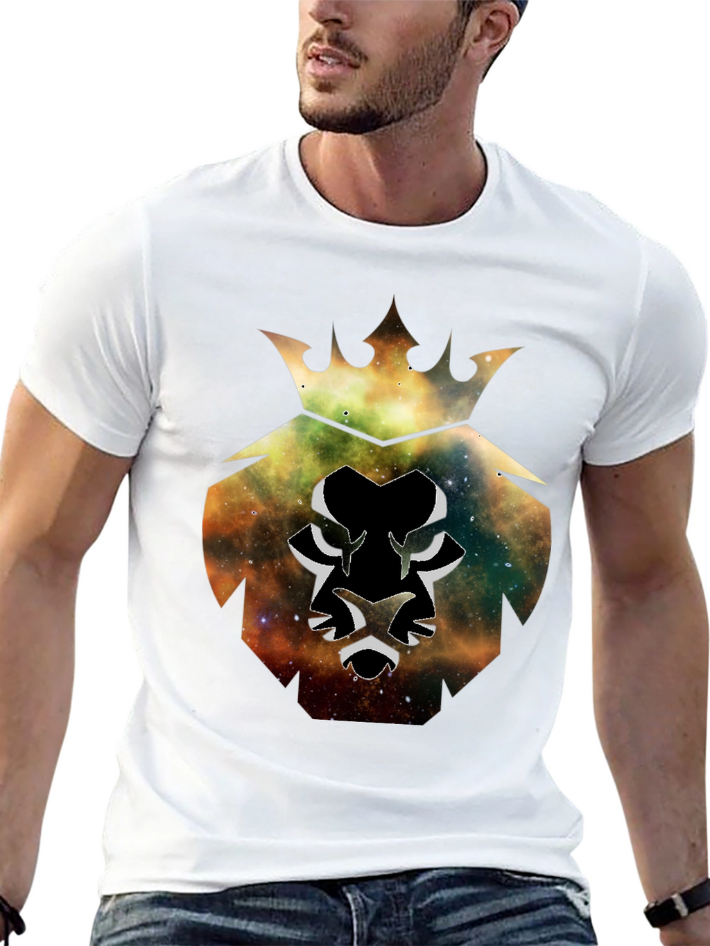 Galaxy Lion King Black T-Shirt