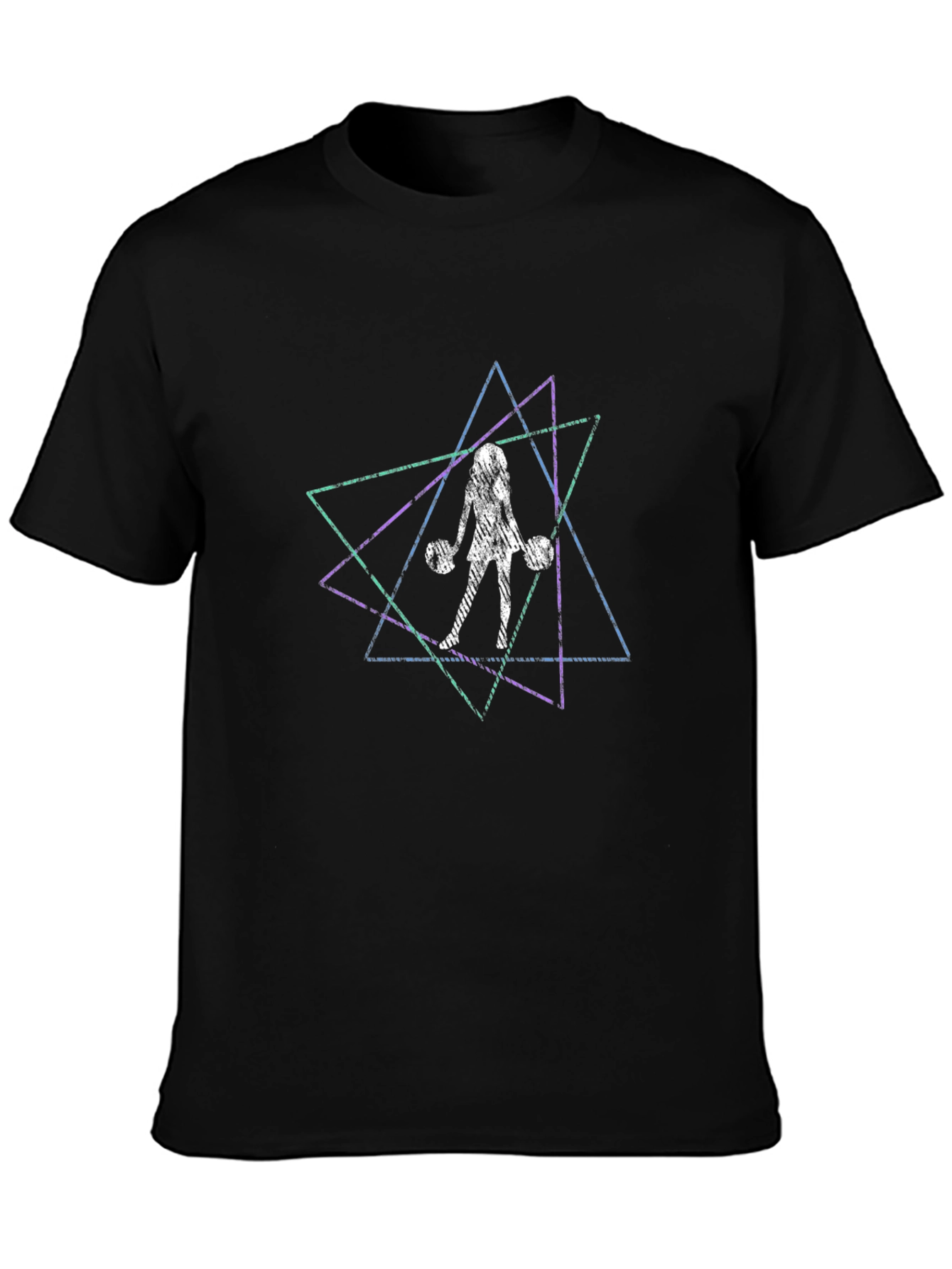 Geometric Weightlifter Graphic Tee - Black Cotton T-Shirt