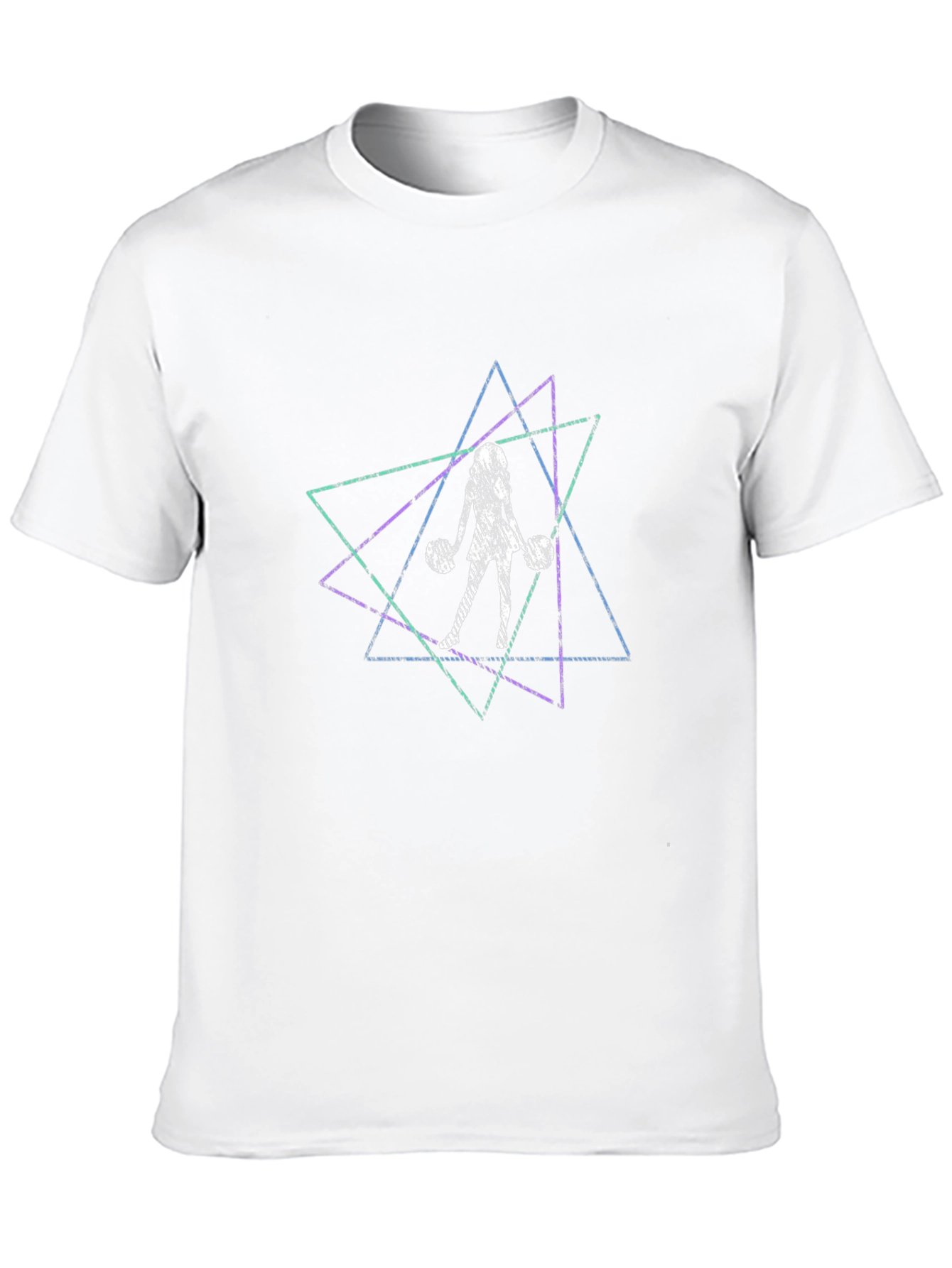 Geometric Weightlifter Graphic Tee - Black Cotton T-Shirt