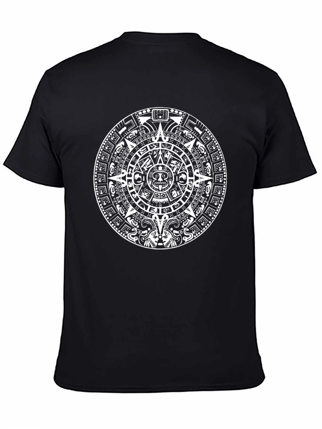 Aztec Calendar Graphic Print Black T-Shirt