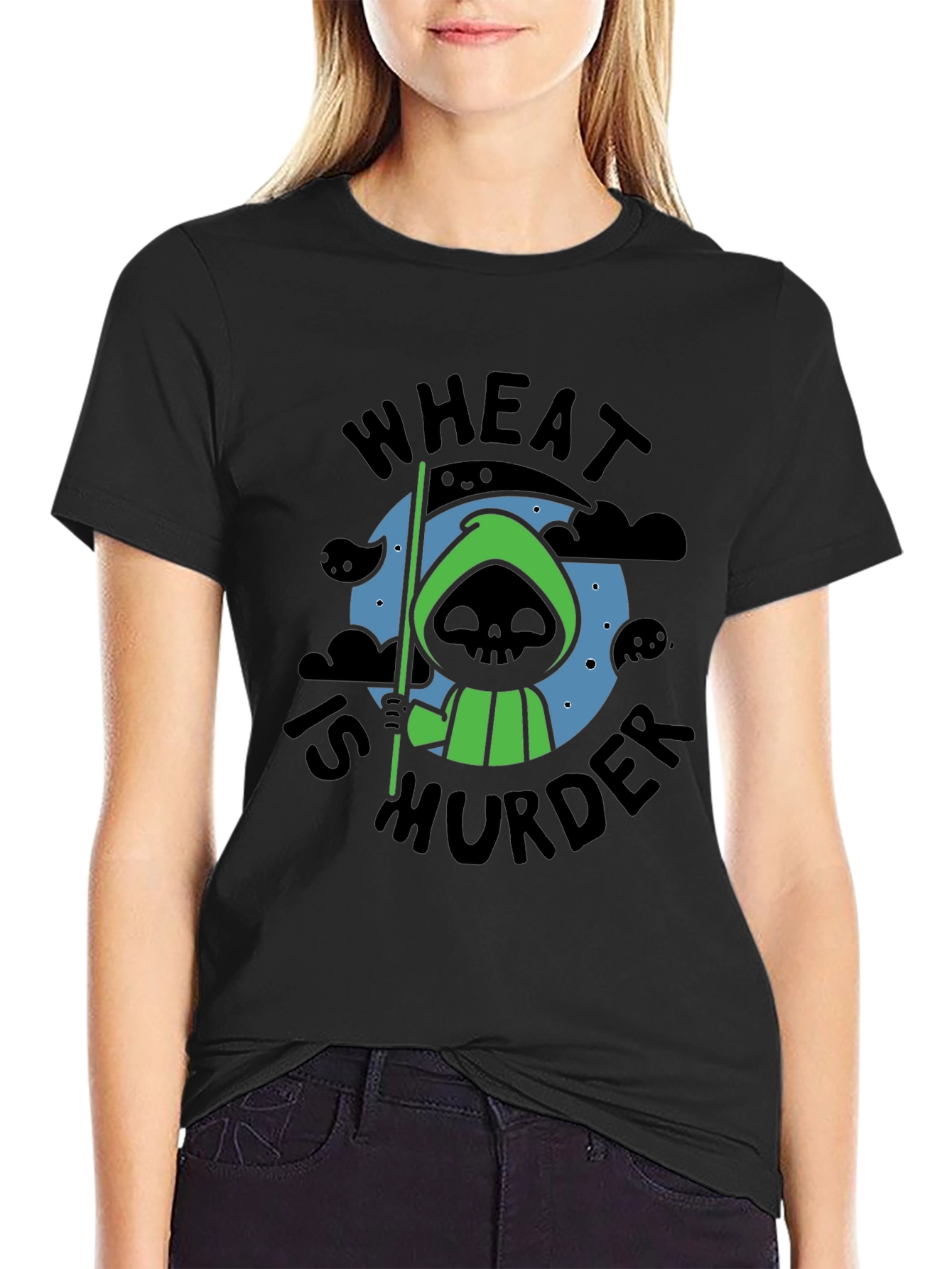 Wheat is Murder T-Shirt - Grim Reaper Design