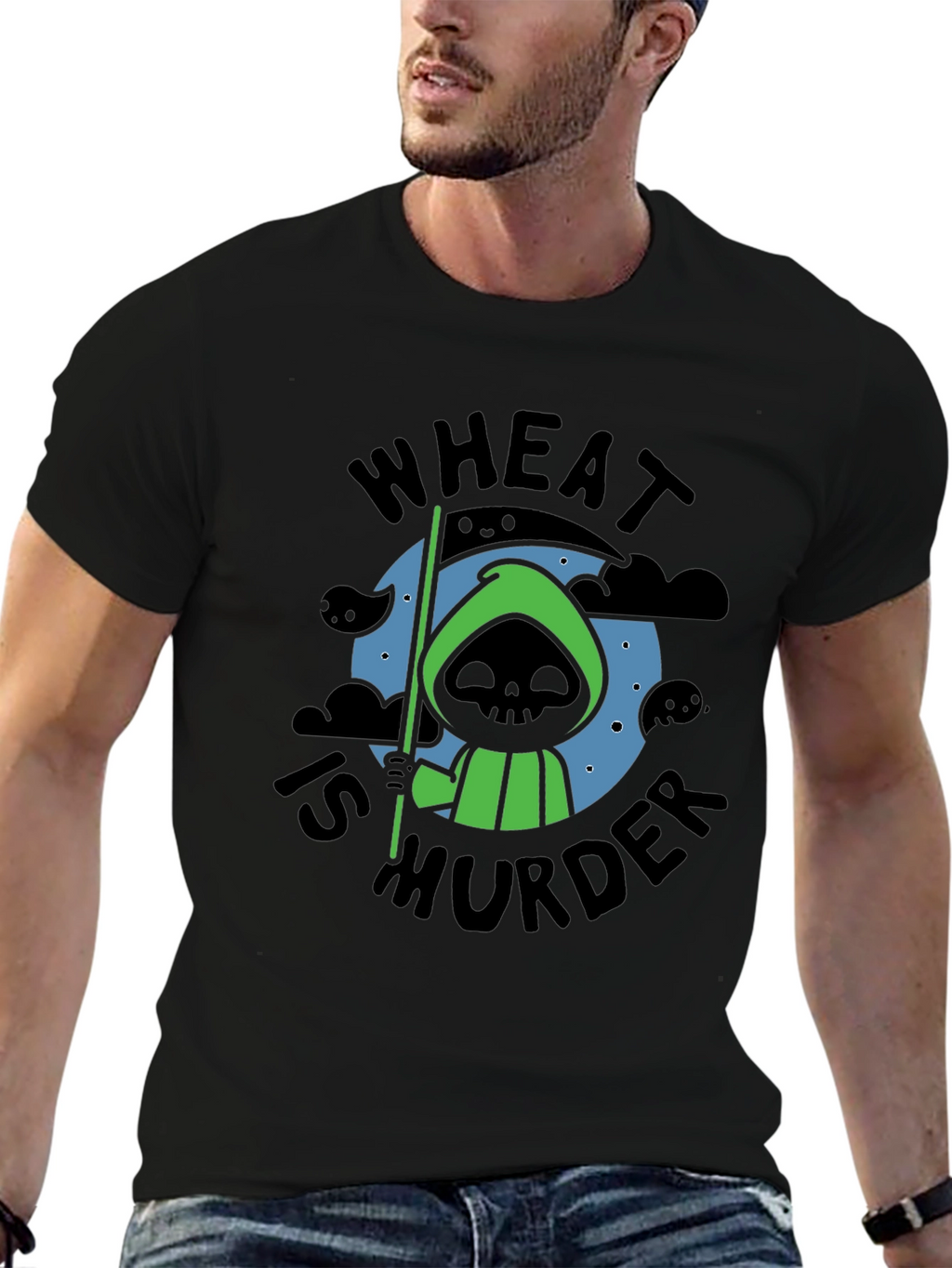 Wheat is Murder T-Shirt - Grim Reaper Design