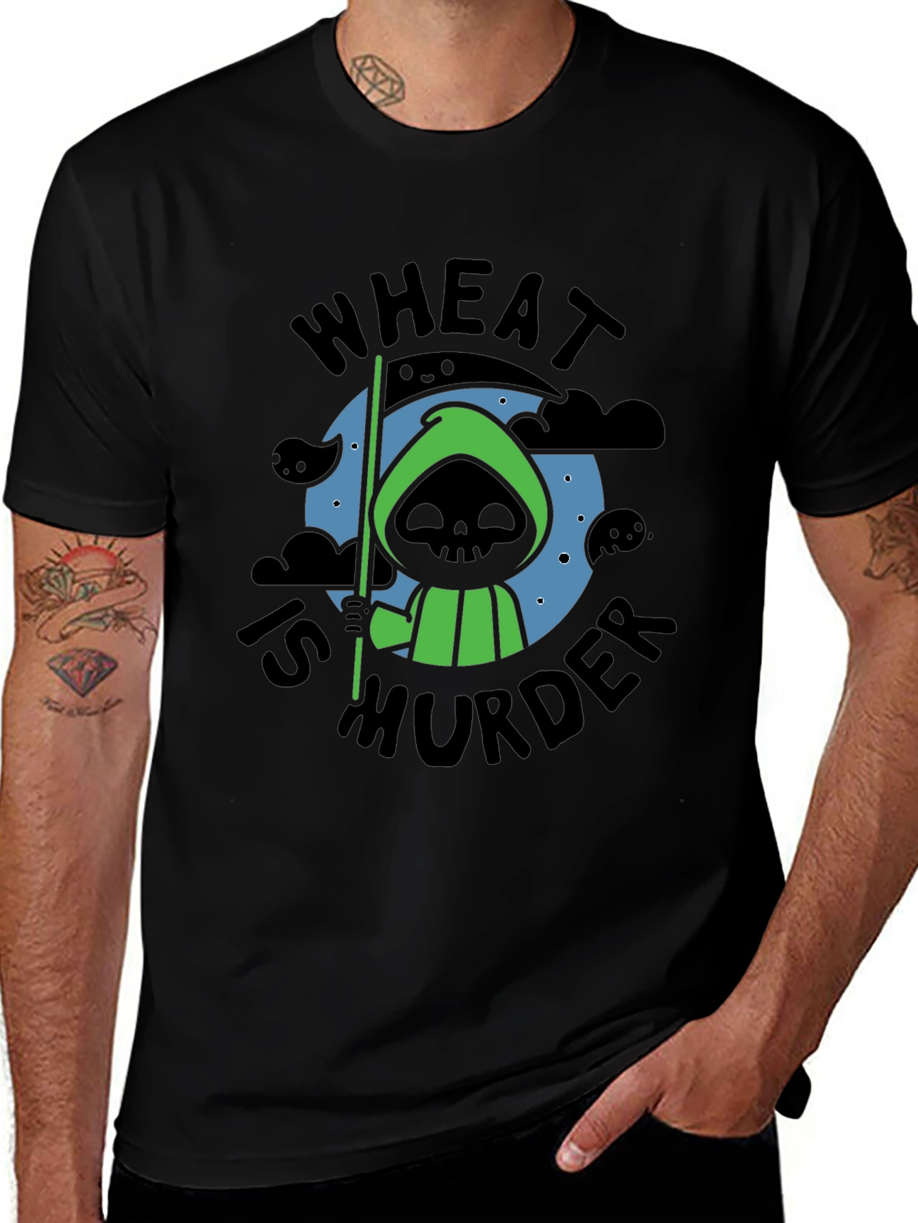 Wheat is Murder T-Shirt - Grim Reaper Design