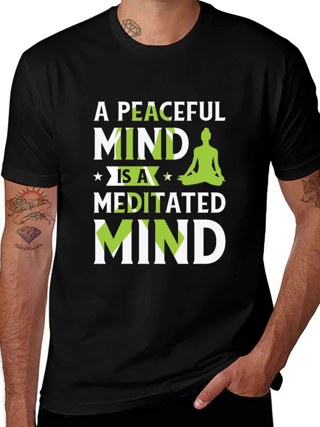 Peaceful Meditated Mind Black Graphic T-Shirt