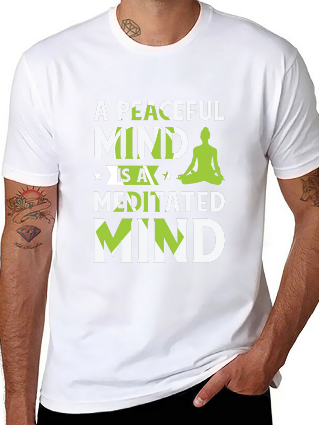 Peaceful Meditated Mind Black Graphic T-Shirt