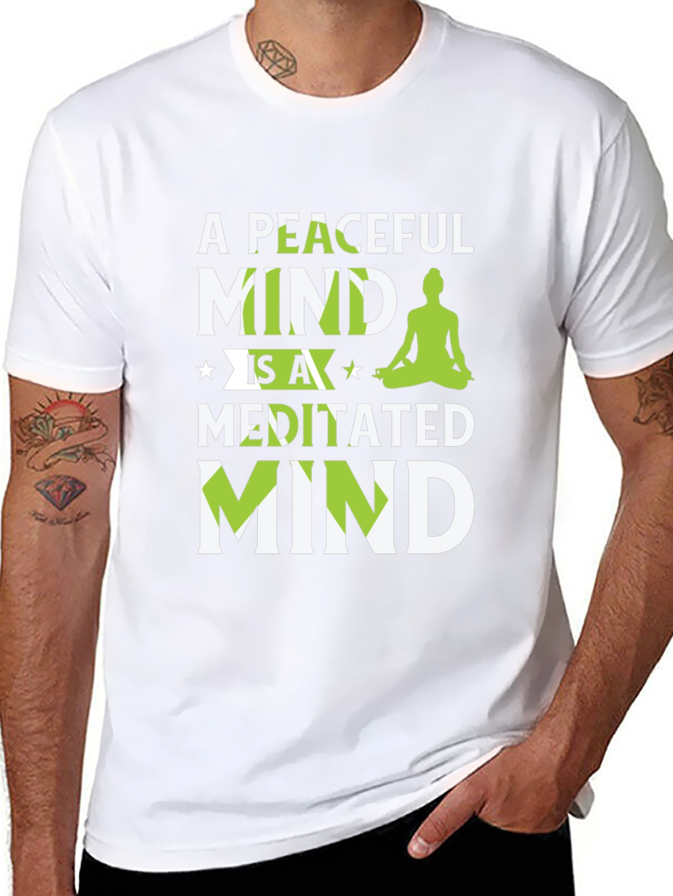 Peaceful Meditated Mind Black Graphic T-Shirt