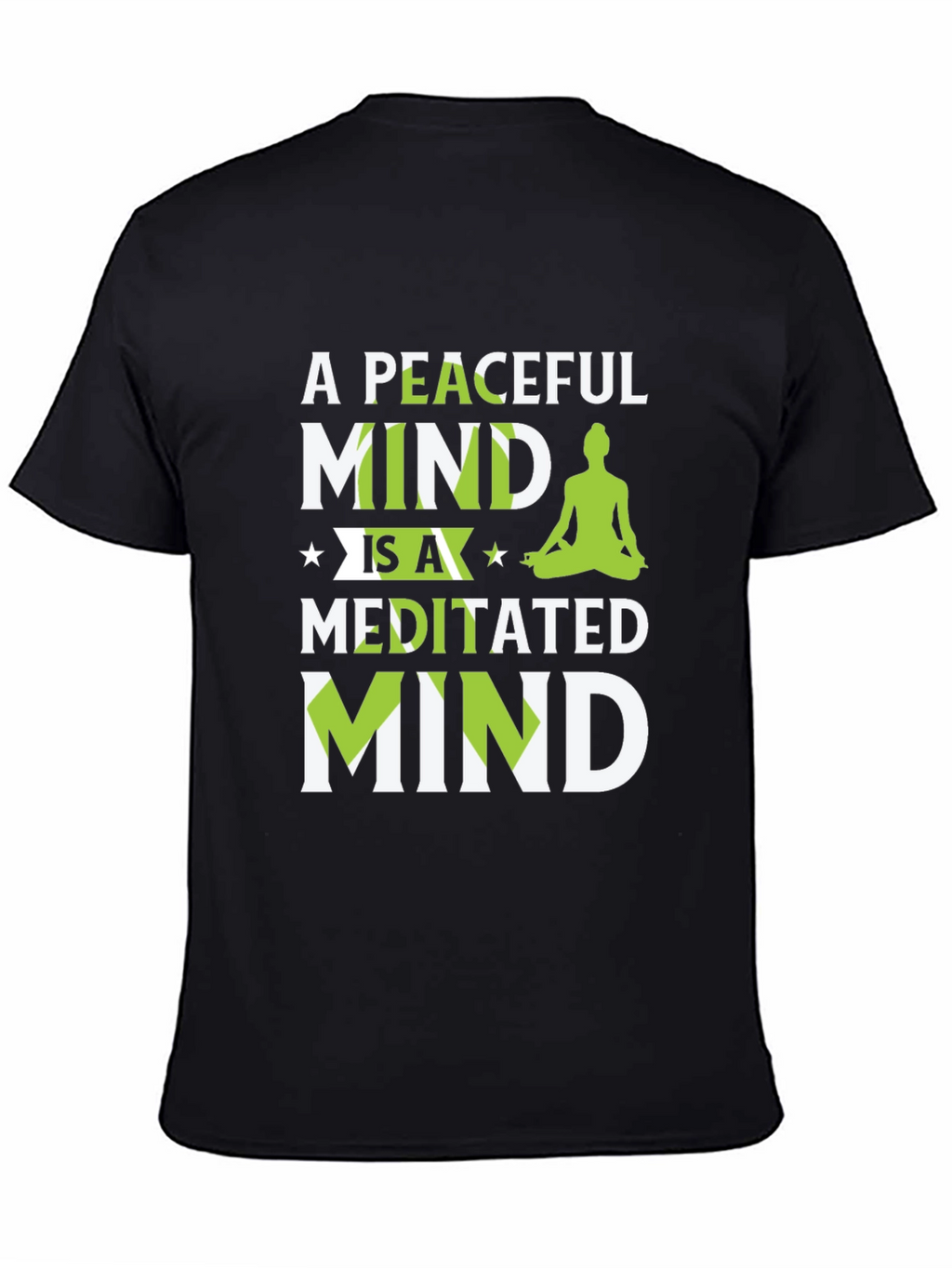 Peaceful Meditated Mind Black Graphic T-Shirt