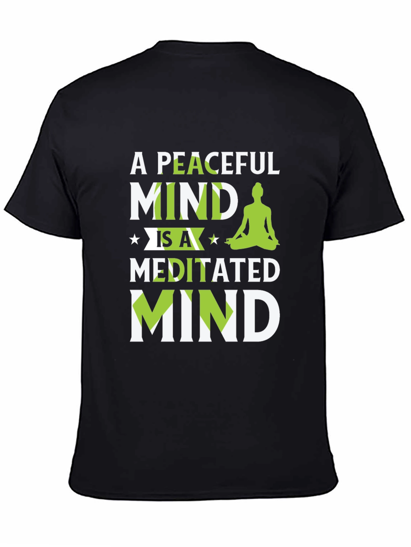 Peaceful Meditated Mind Black Graphic T-Shirt