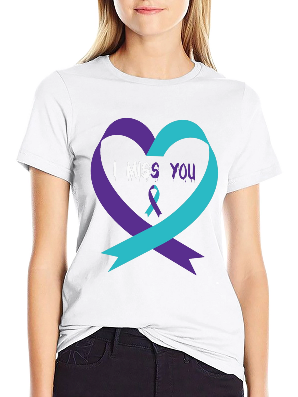 I Miss You Suicide Awareness Ribbon Heart T-Shirt
