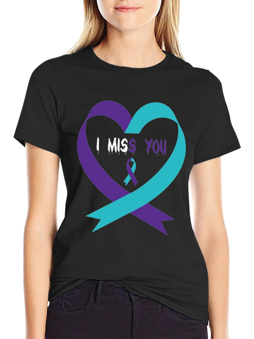 I Miss You Suicide Awareness Ribbon Heart T-Shirt