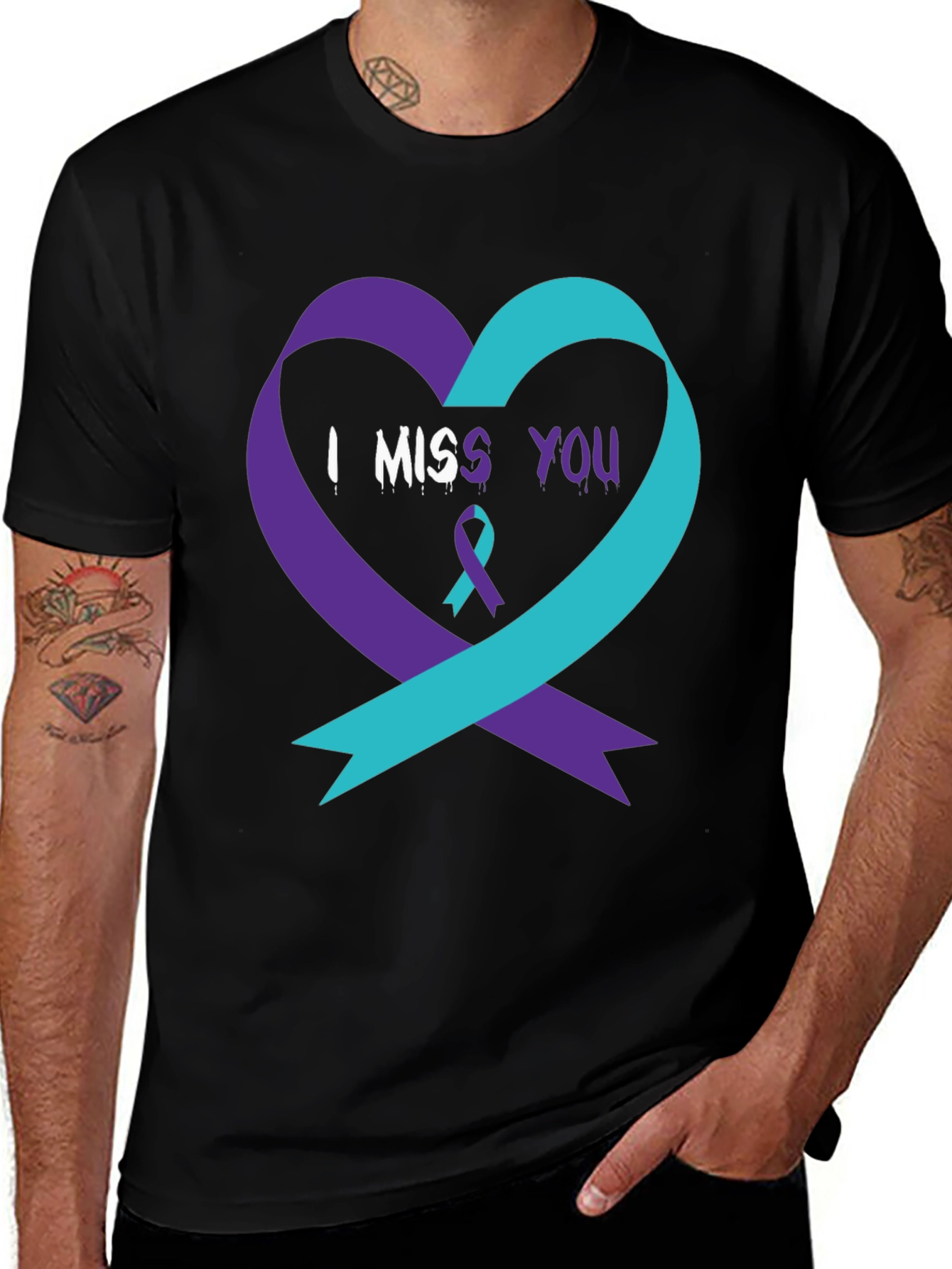 I Miss You Suicide Awareness Ribbon Heart T-Shirt