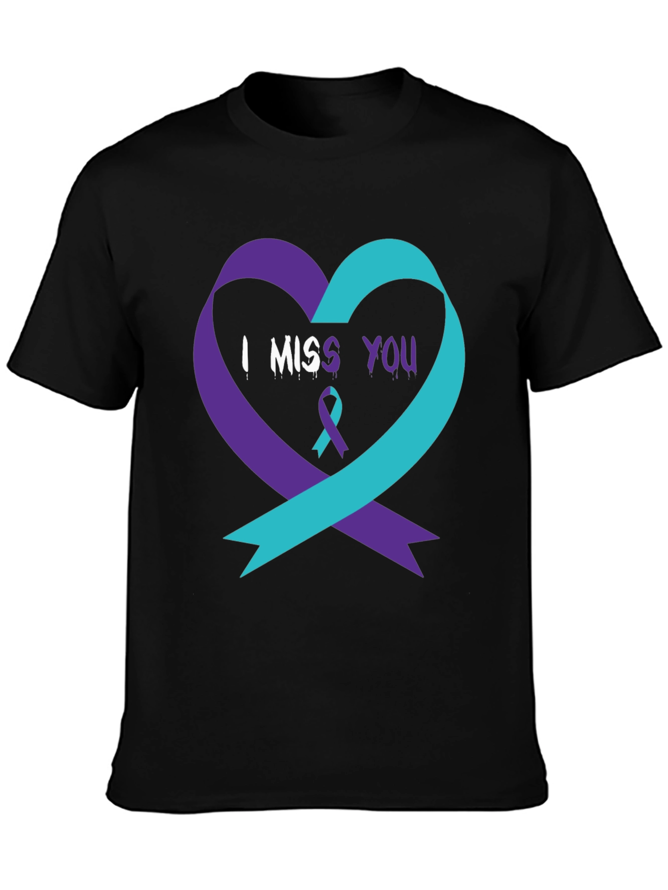 I Miss You Suicide Awareness Ribbon Heart T-Shirt