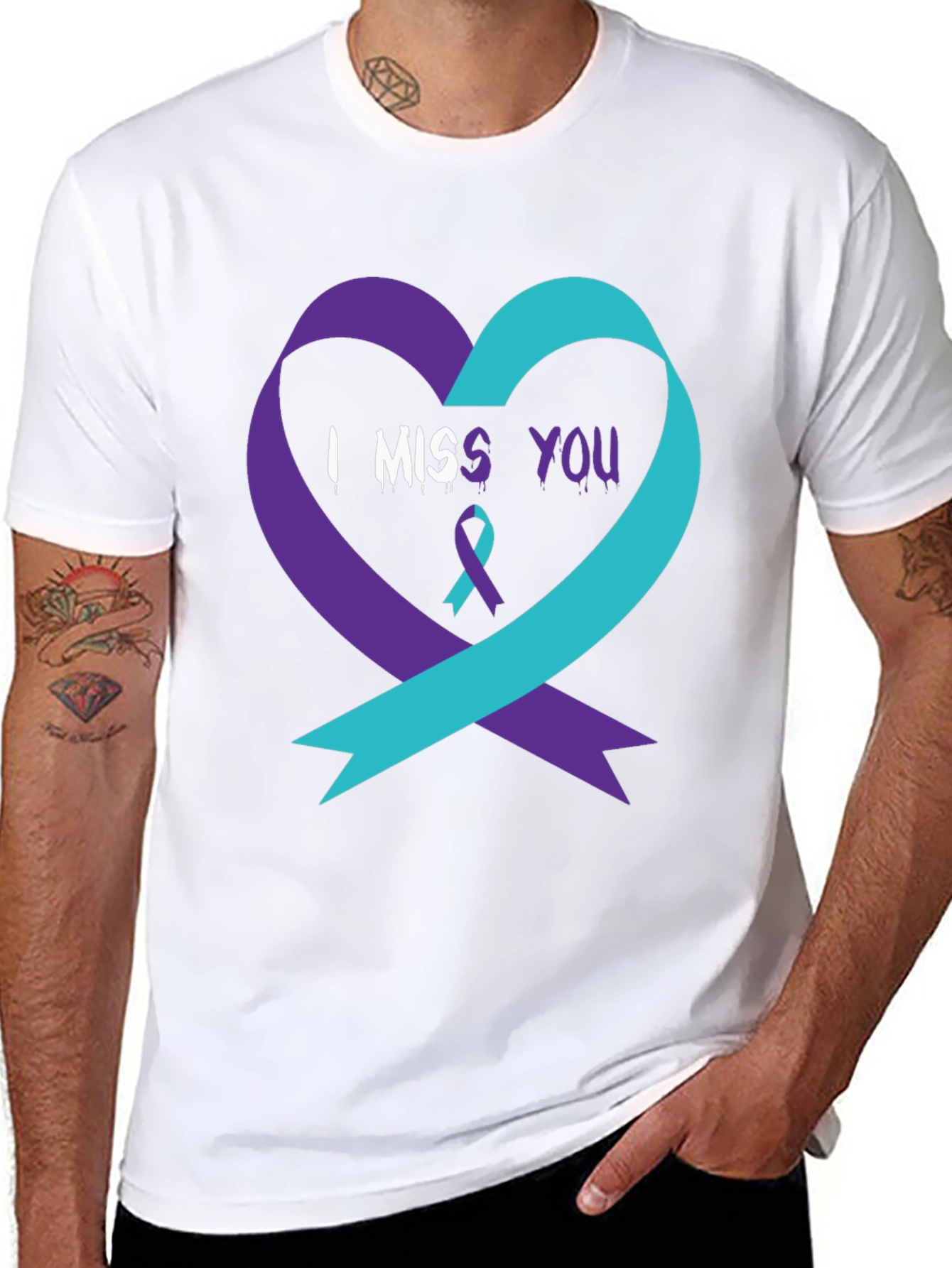 I Miss You Suicide Awareness Ribbon Heart T-Shirt