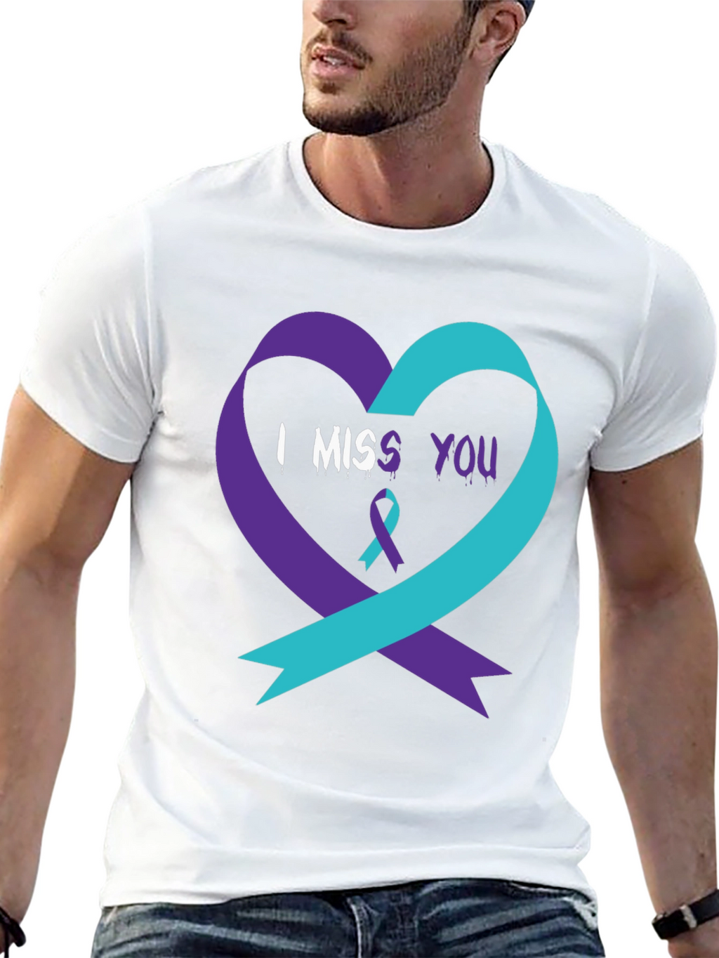 I Miss You Suicide Awareness Ribbon Heart T-Shirt