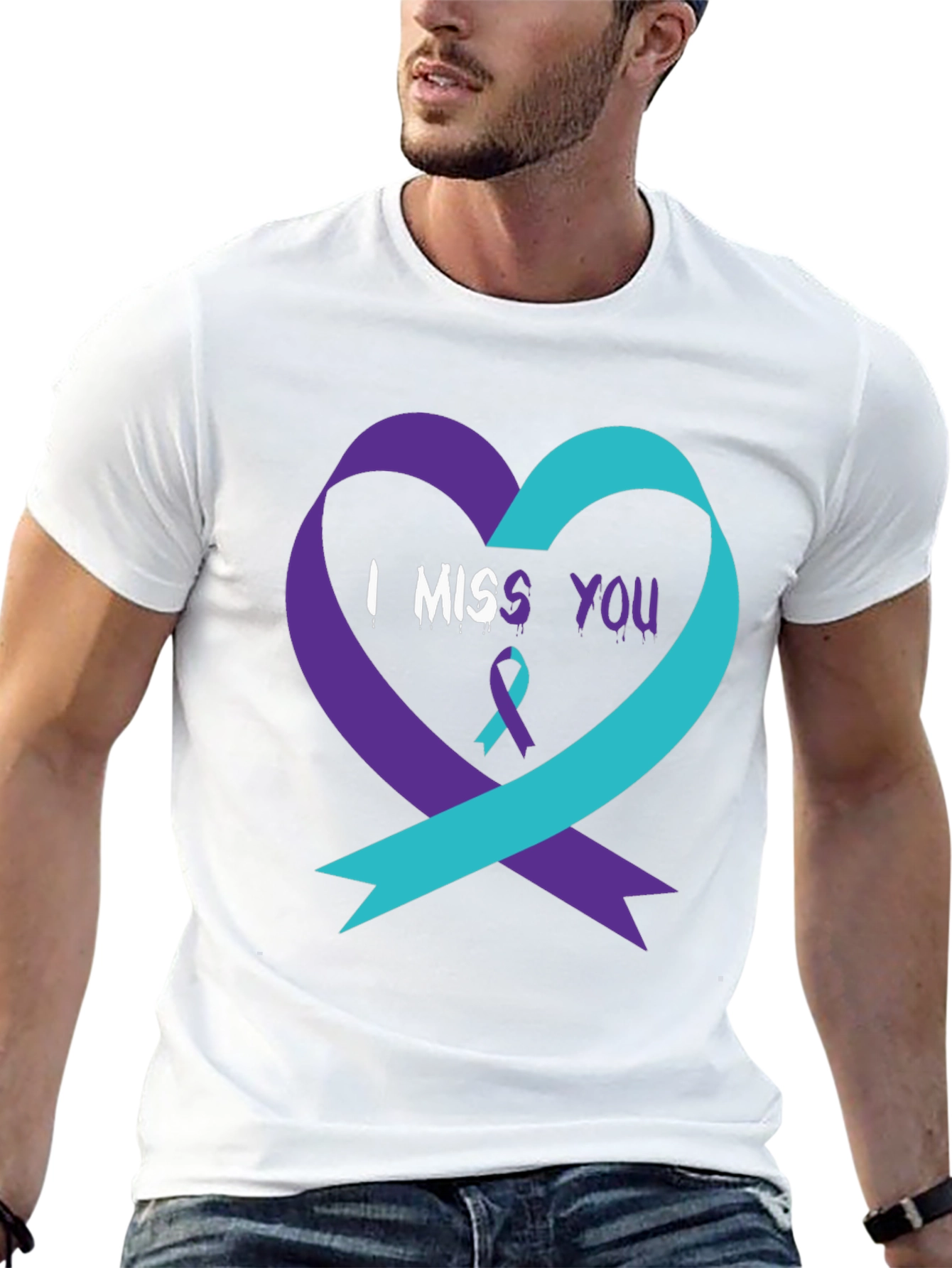 I Miss You Suicide Awareness Ribbon Heart T-Shirt