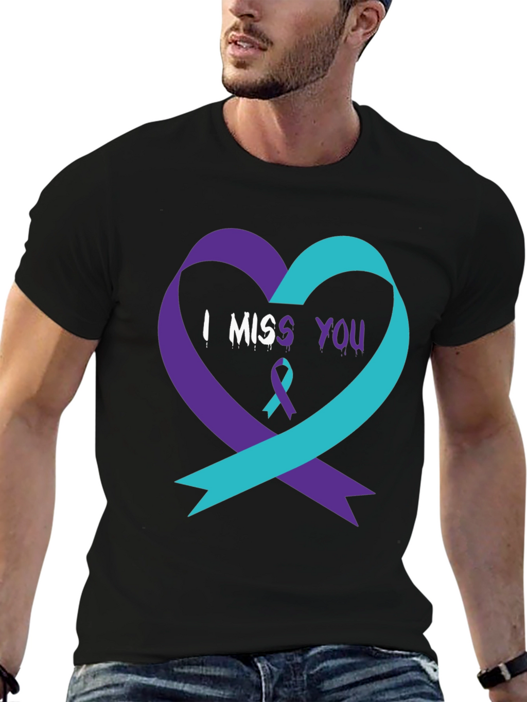 I Miss You Suicide Awareness Ribbon Heart T-Shirt
