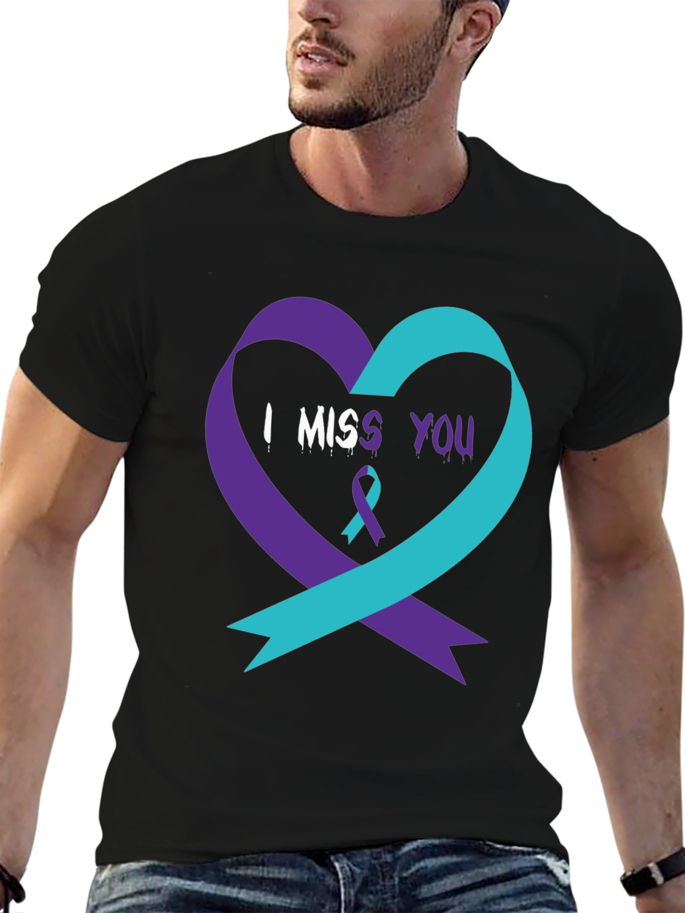 I Miss You Suicide Awareness Ribbon Heart T-Shirt