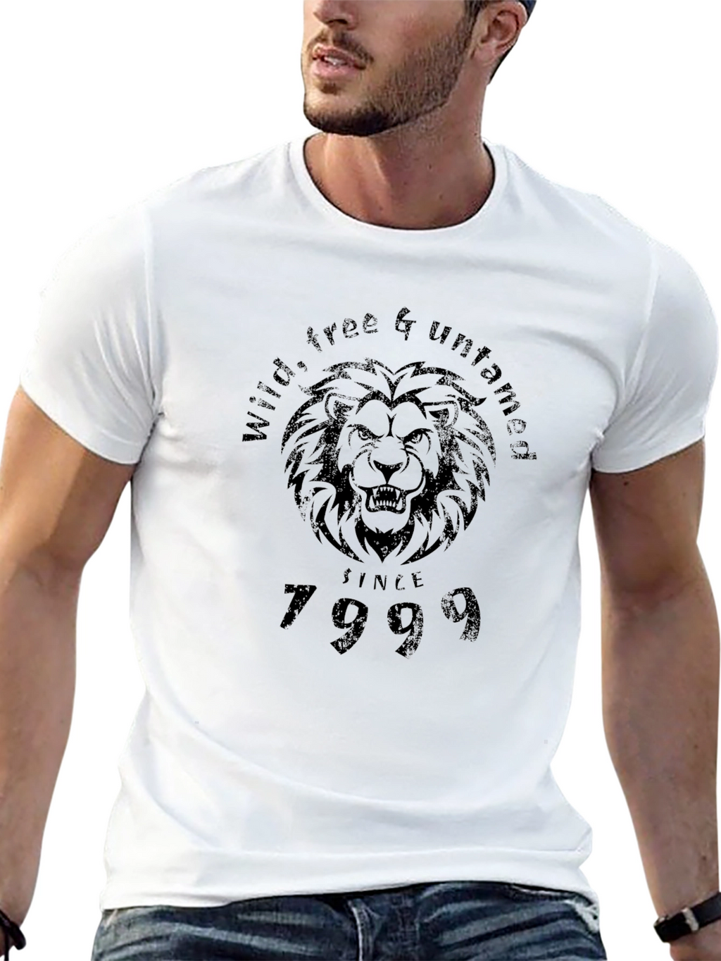 Wild Lion Graphic Tee - Black Cotton T-Shirt