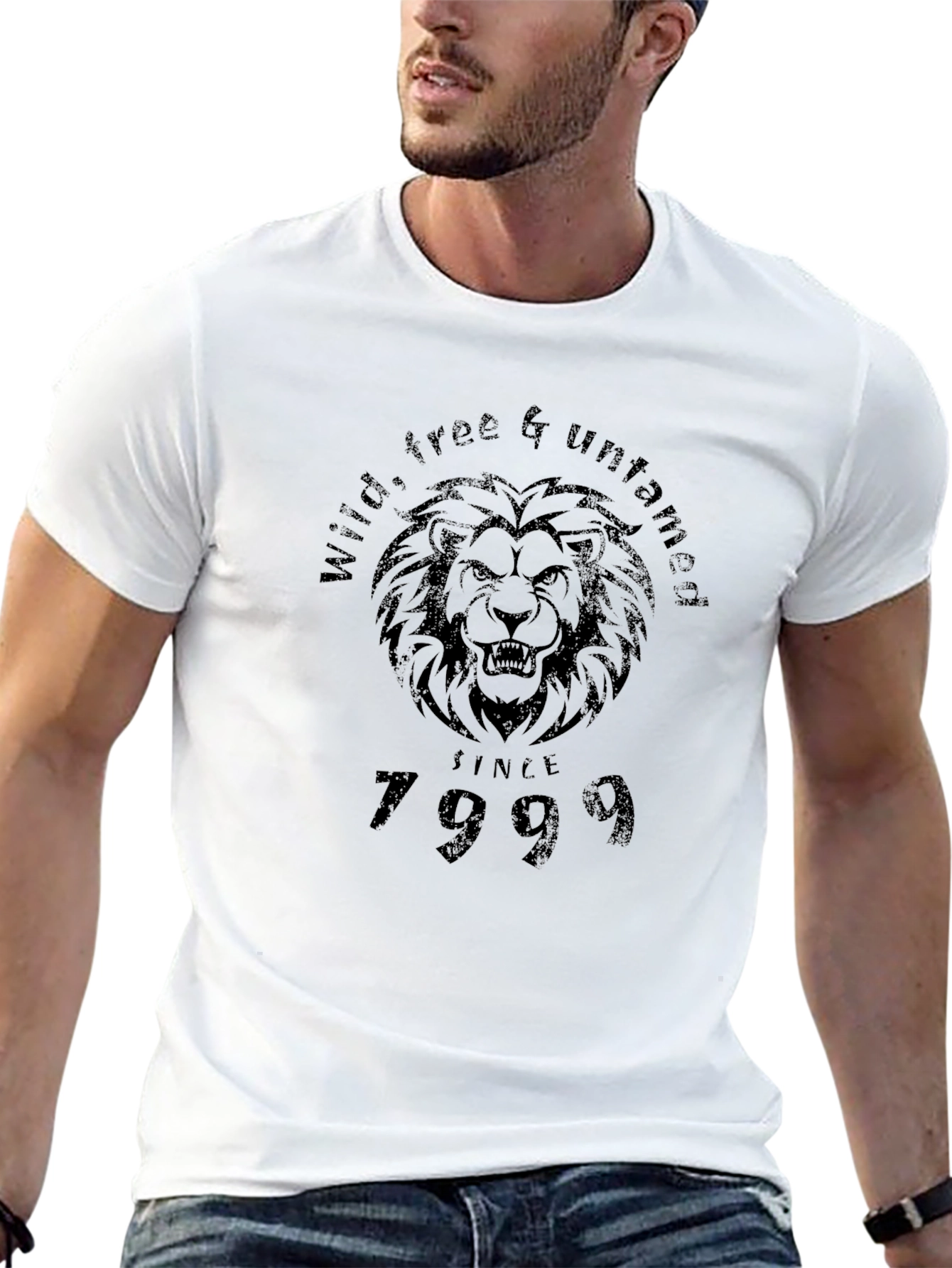 Wild Lion Graphic Tee - Black Cotton T-Shirt
