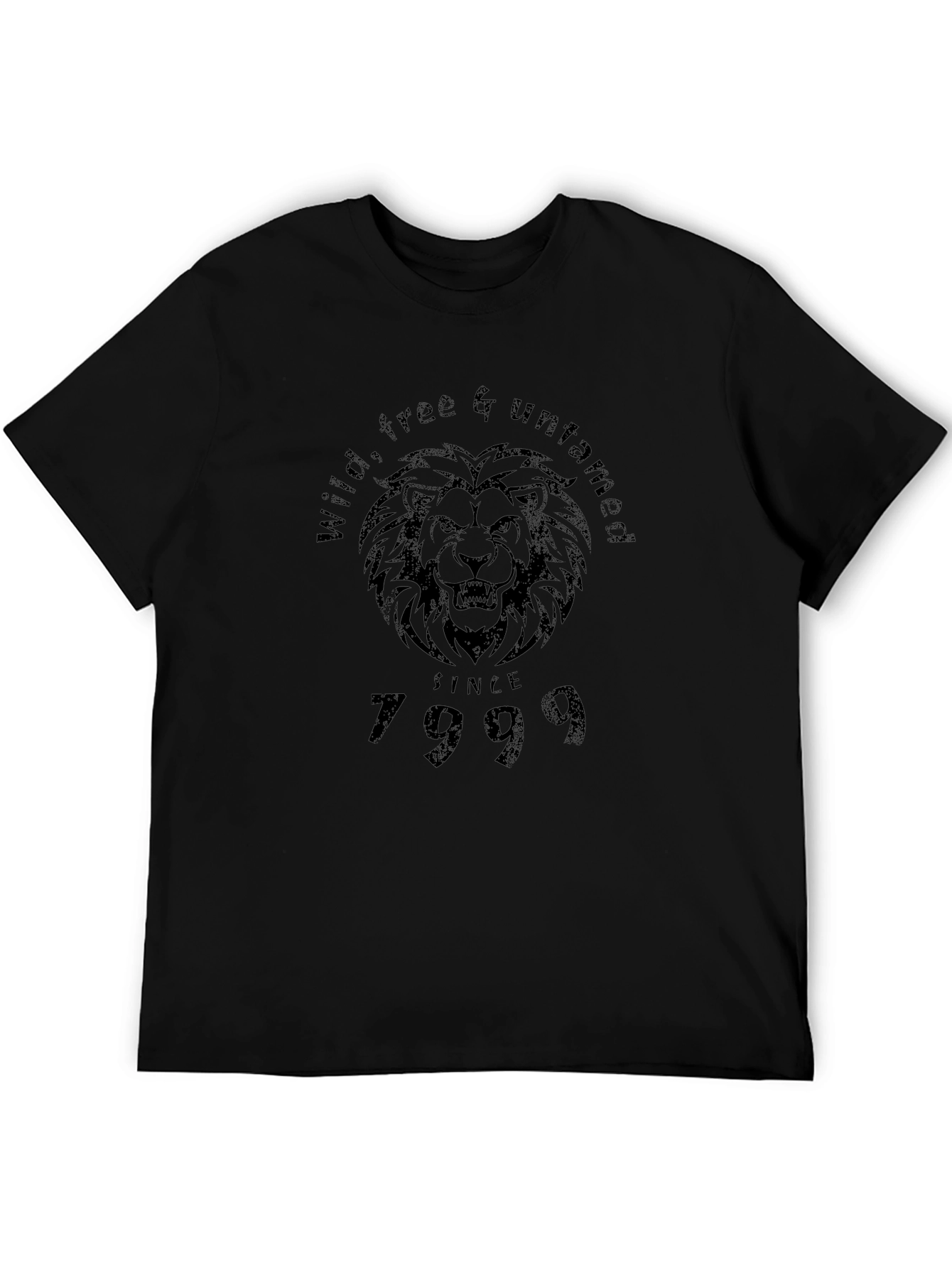 Wild Lion Graphic Tee - Black Cotton T-Shirt