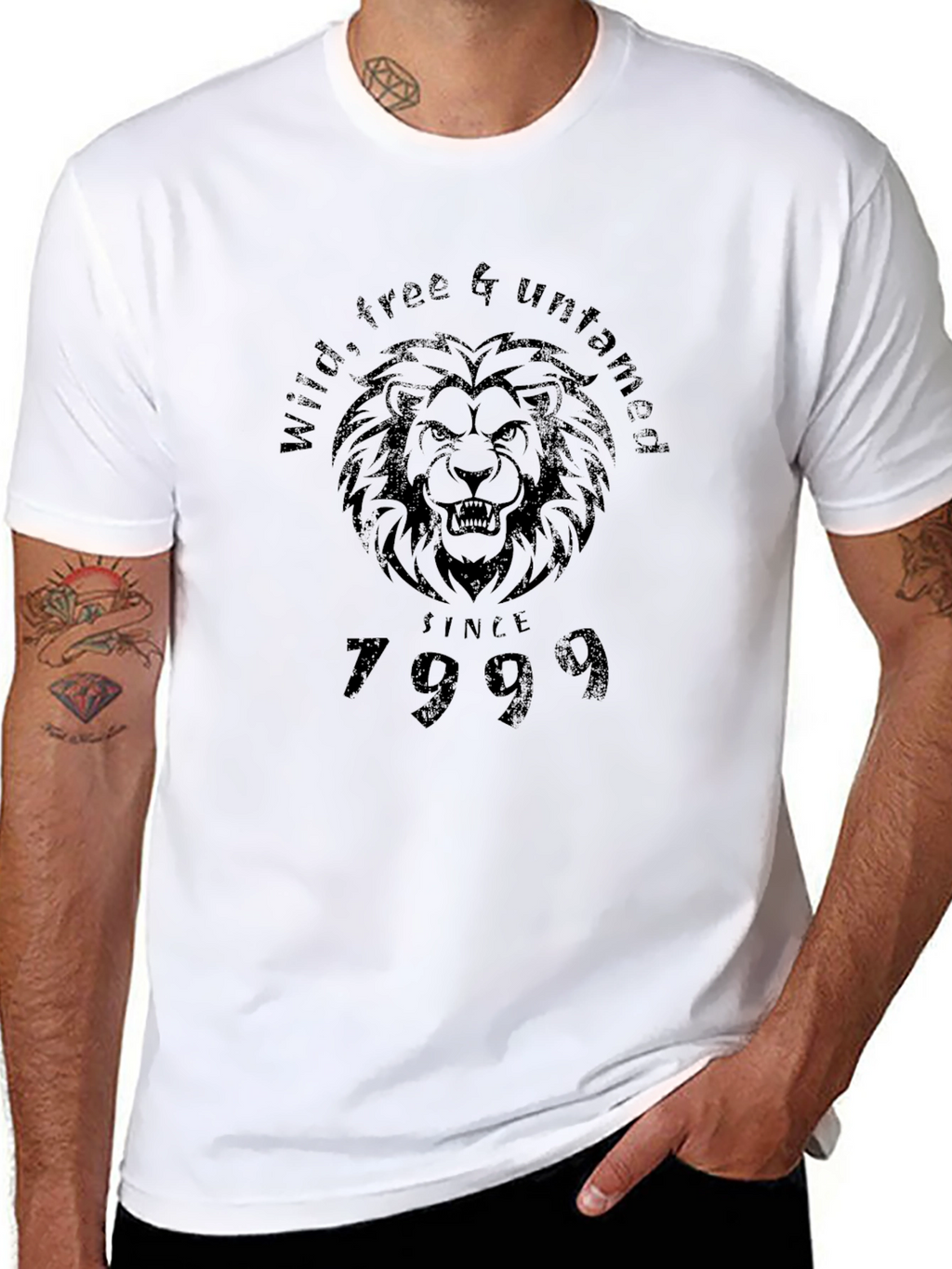 Wild Lion Graphic Tee - Black Cotton T-Shirt