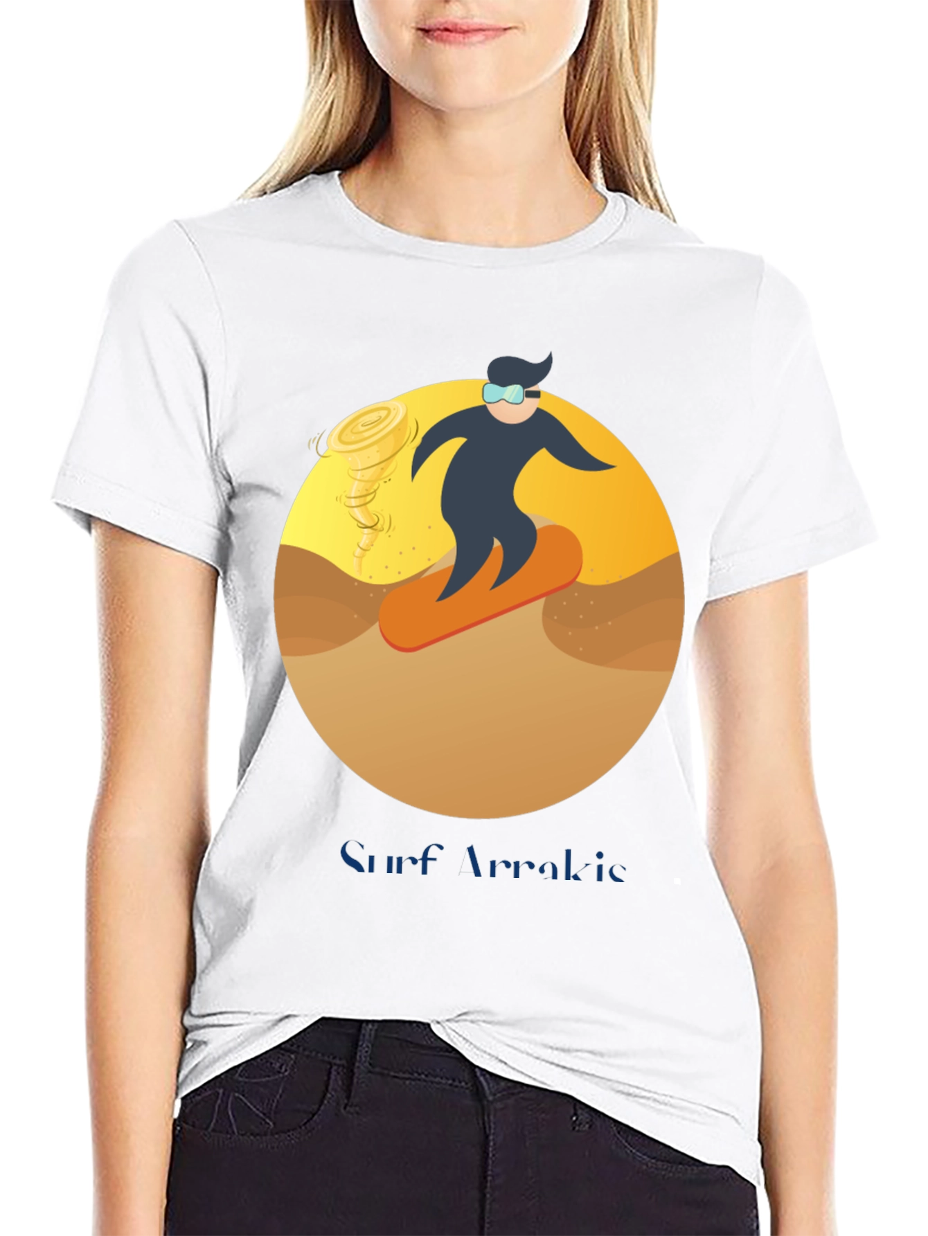 Surf Arrakis T-Shirt: Dune Sand Surfer Design