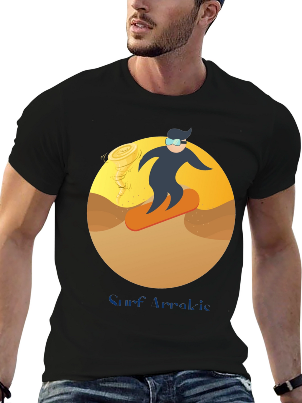 Surf Arrakis T-Shirt: Dune Sand Surfer Design