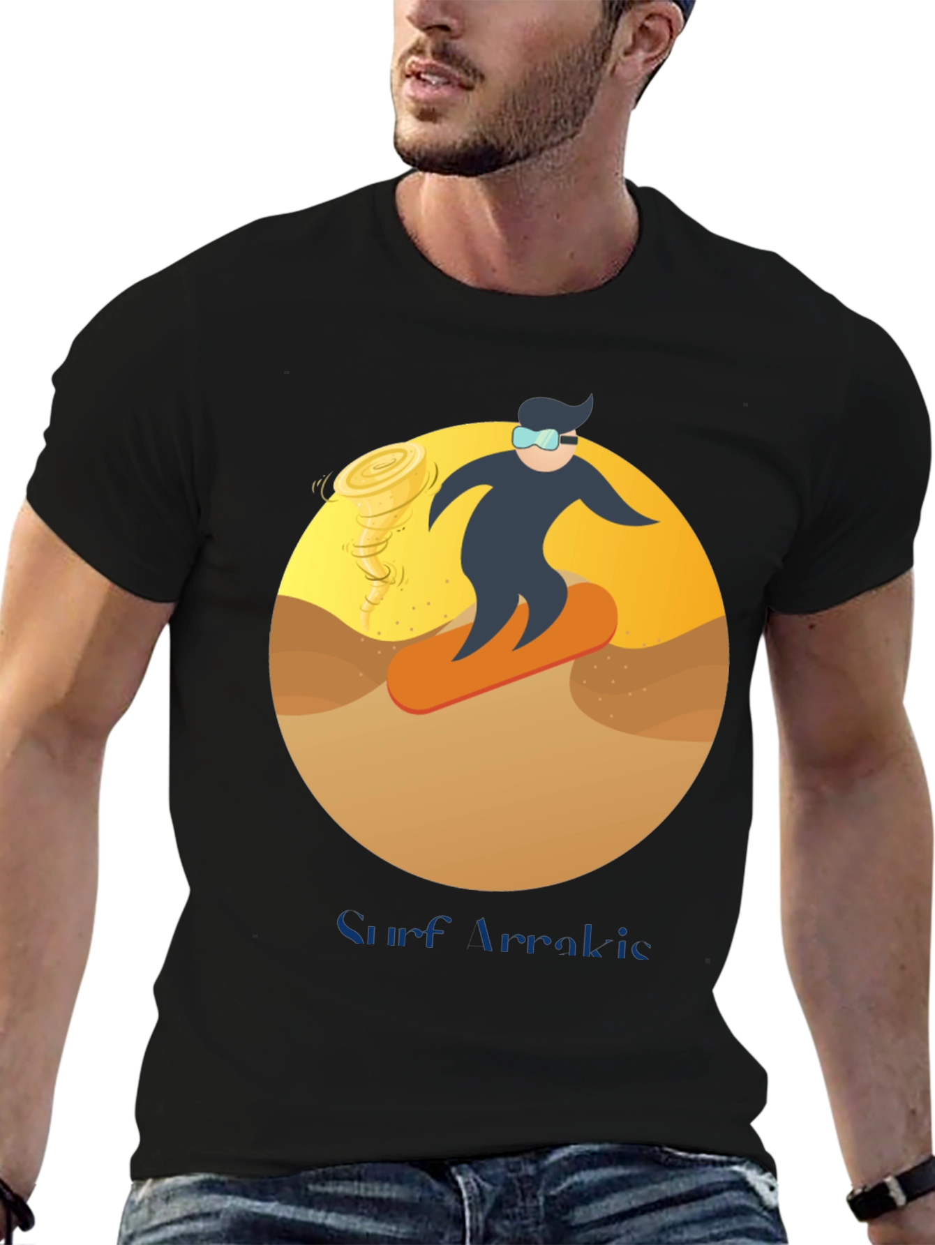 Surf Arrakis T-Shirt: Dune Sand Surfer Design
