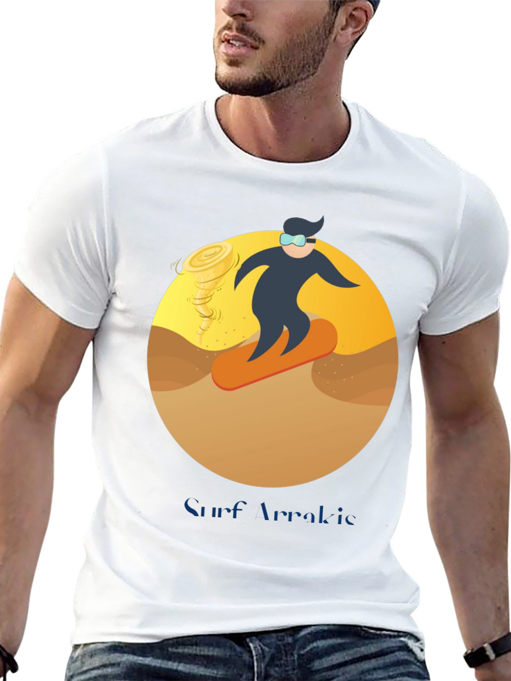 Surf Arrakis T-Shirt: Dune Sand Surfer Design