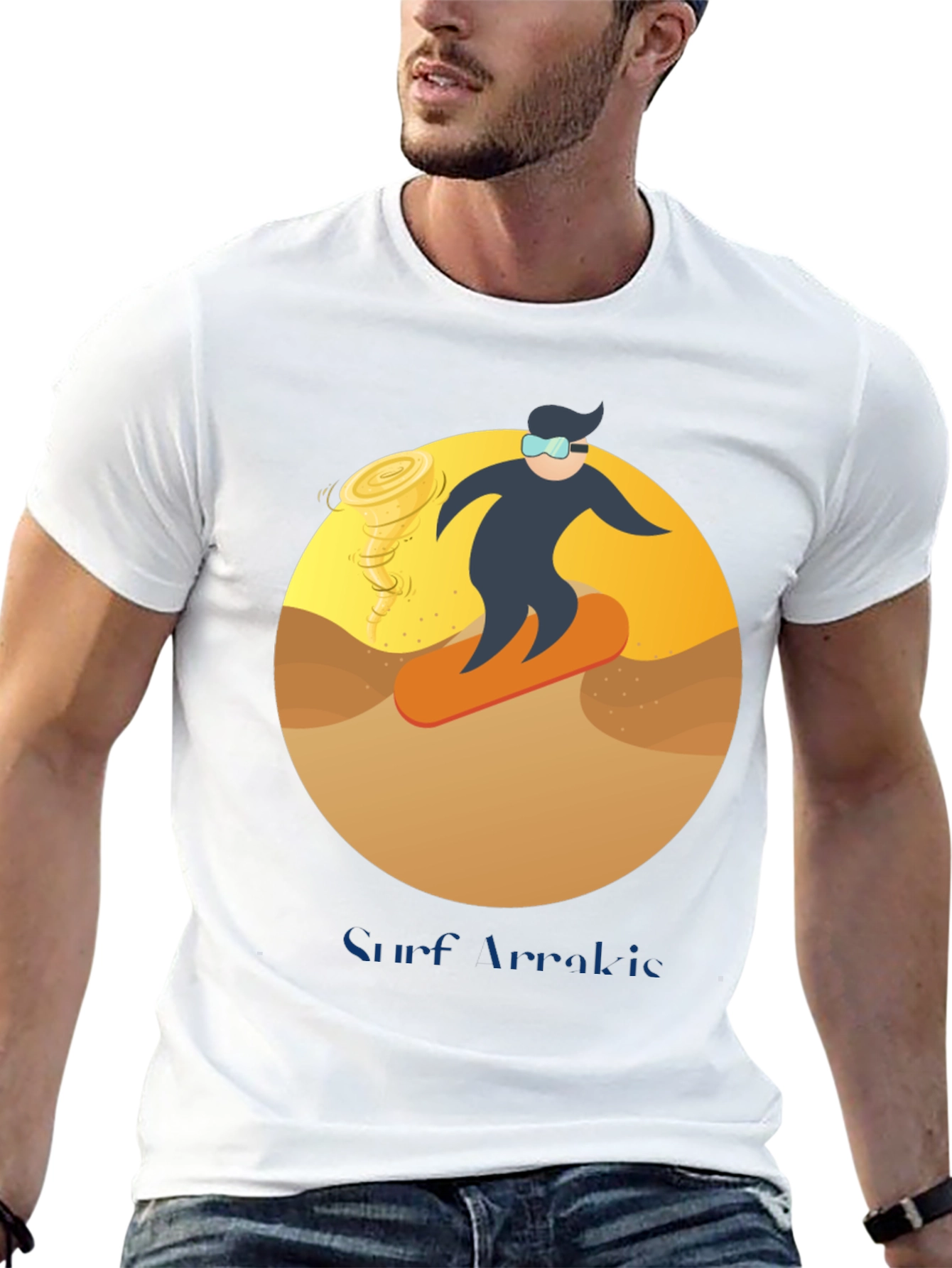 Surf Arrakis T-Shirt: Dune Sand Surfer Design