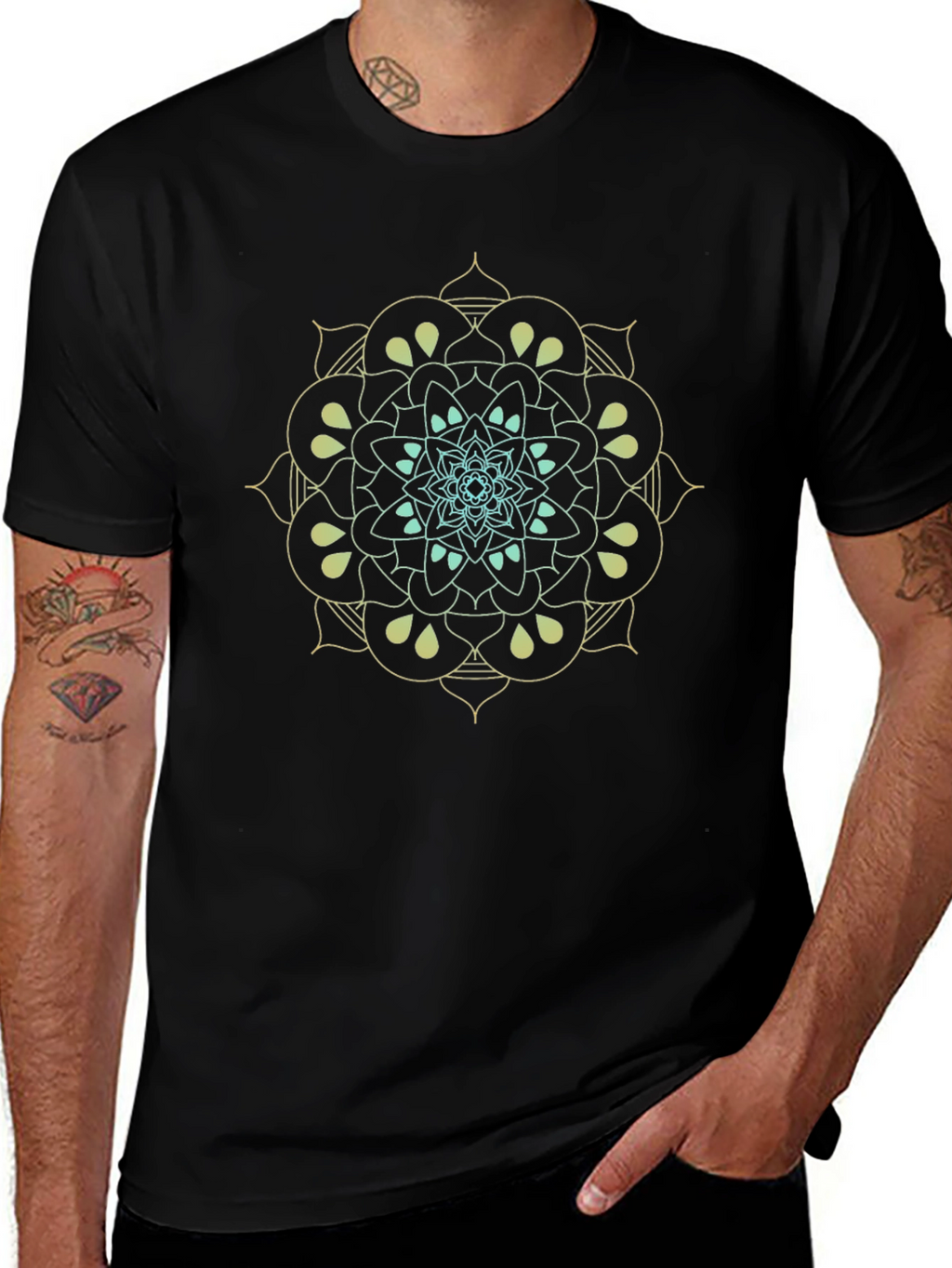 Mandala Graphic Print Black T-Shirt
