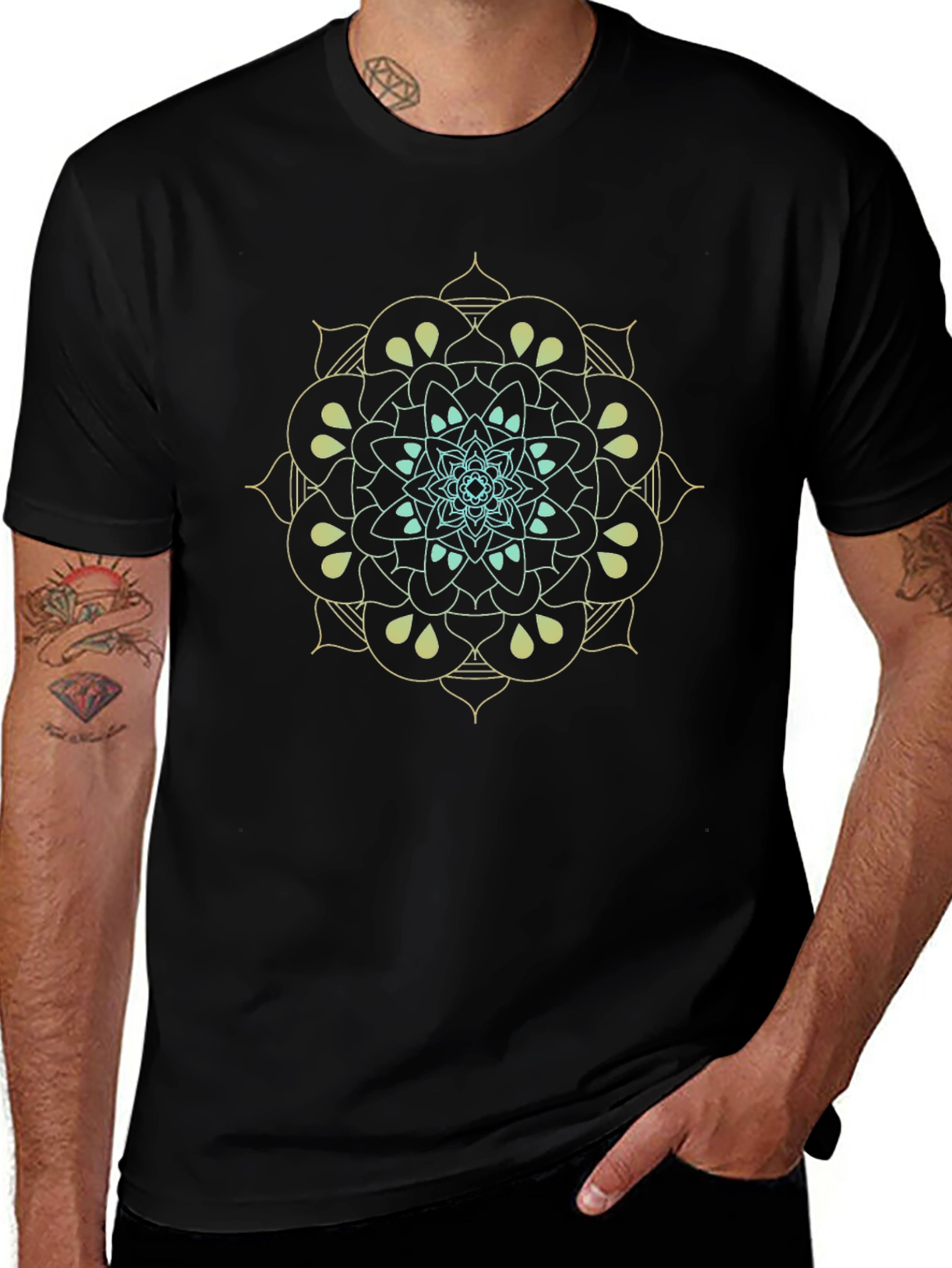 Mandala Graphic Print Black T-Shirt