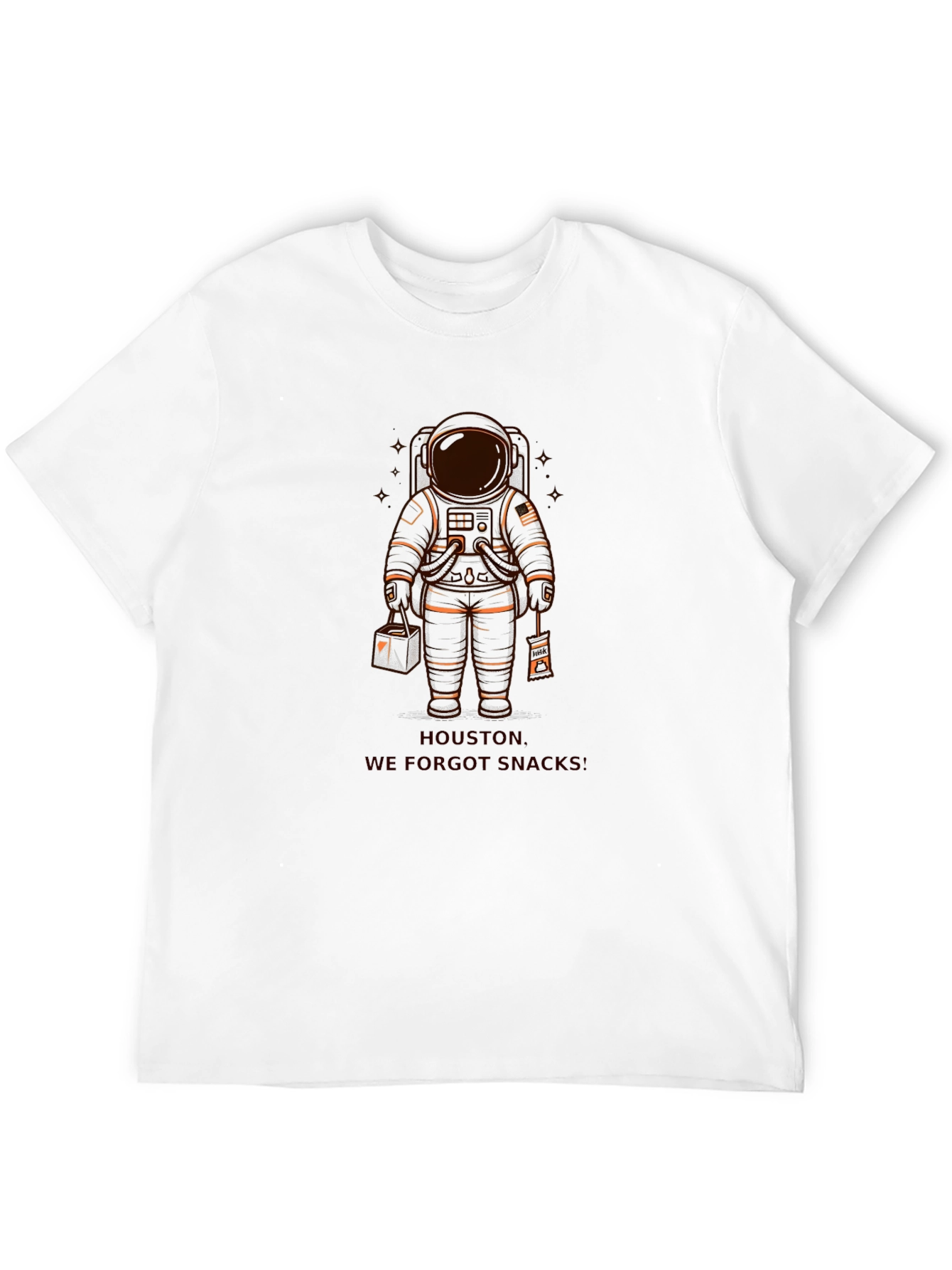 Astronaut Houston We Forgot Snacks Black T-Shirt