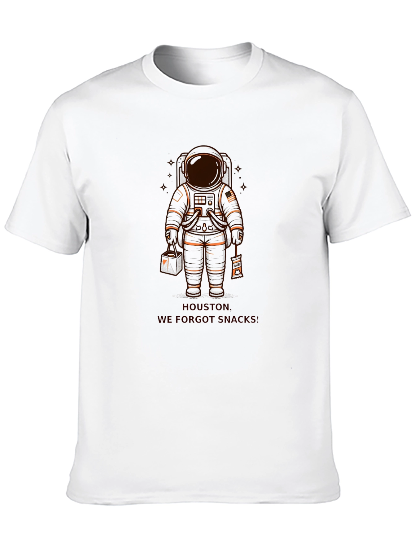 Astronaut Houston We Forgot Snacks Black T-Shirt