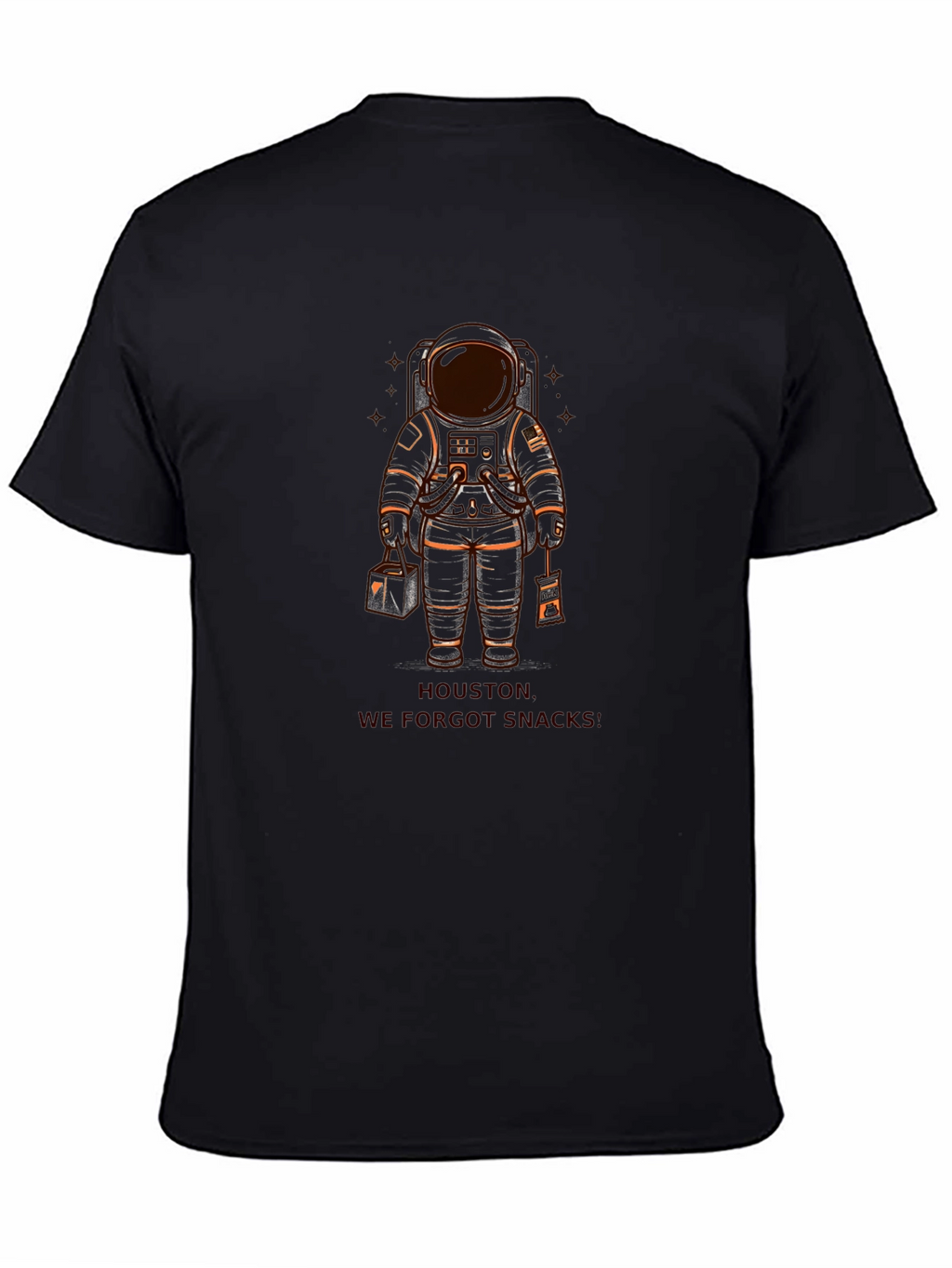 Astronaut Houston We Forgot Snacks Black T-Shirt