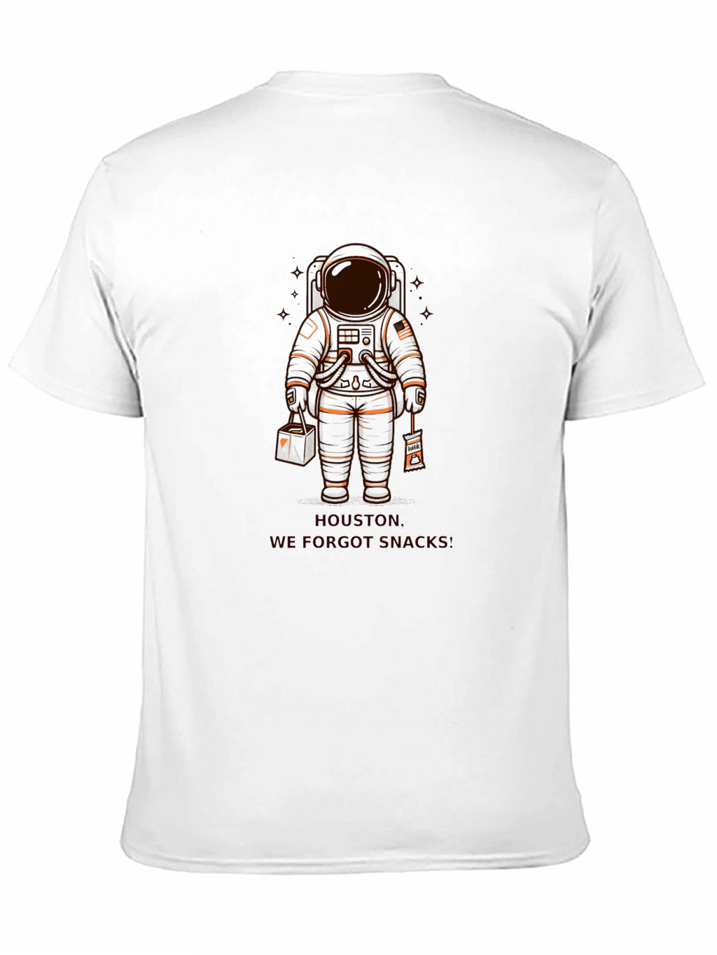 Astronaut Houston We Forgot Snacks Black T-Shirt